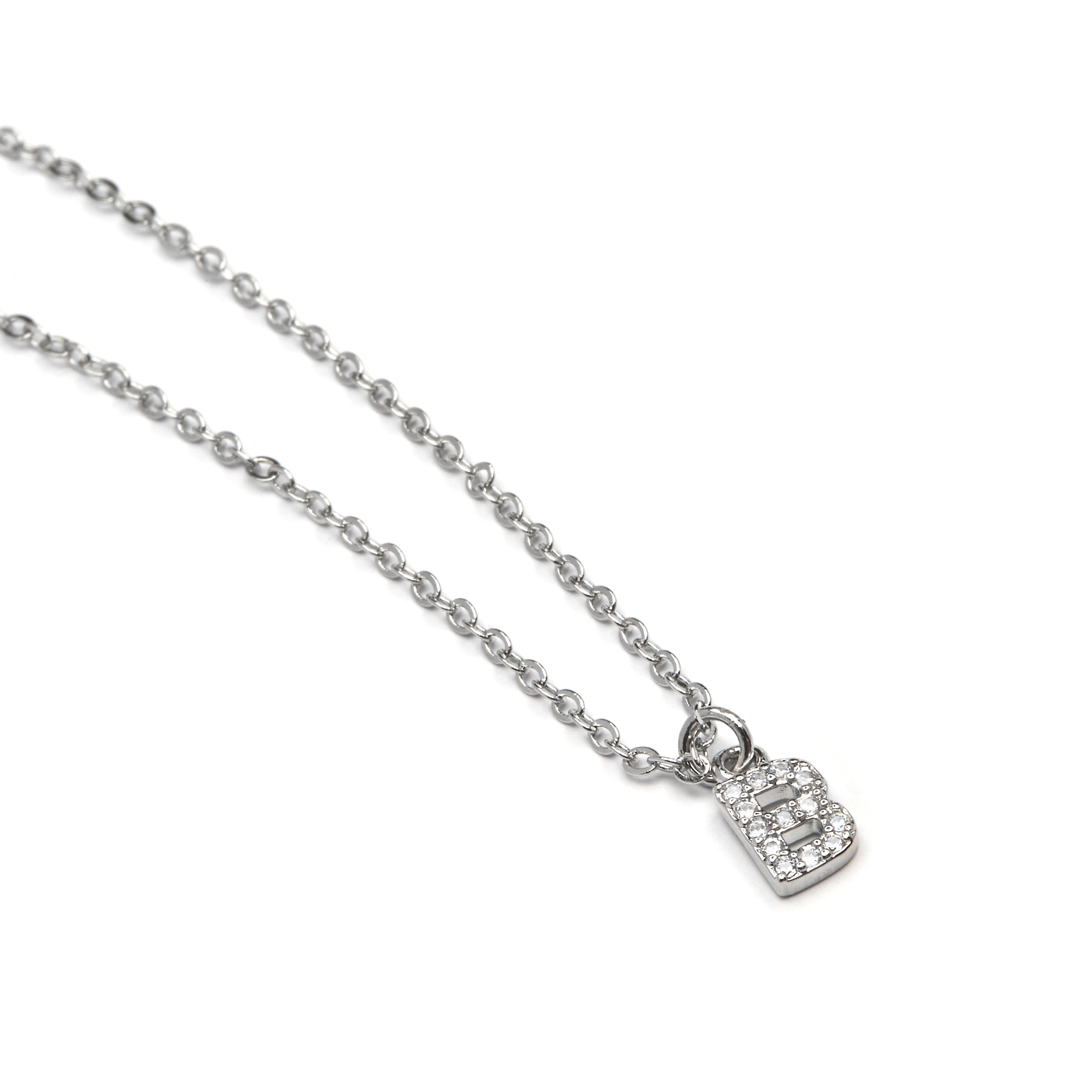 Collier avec Zircone Brillante finition argent - Alphabet