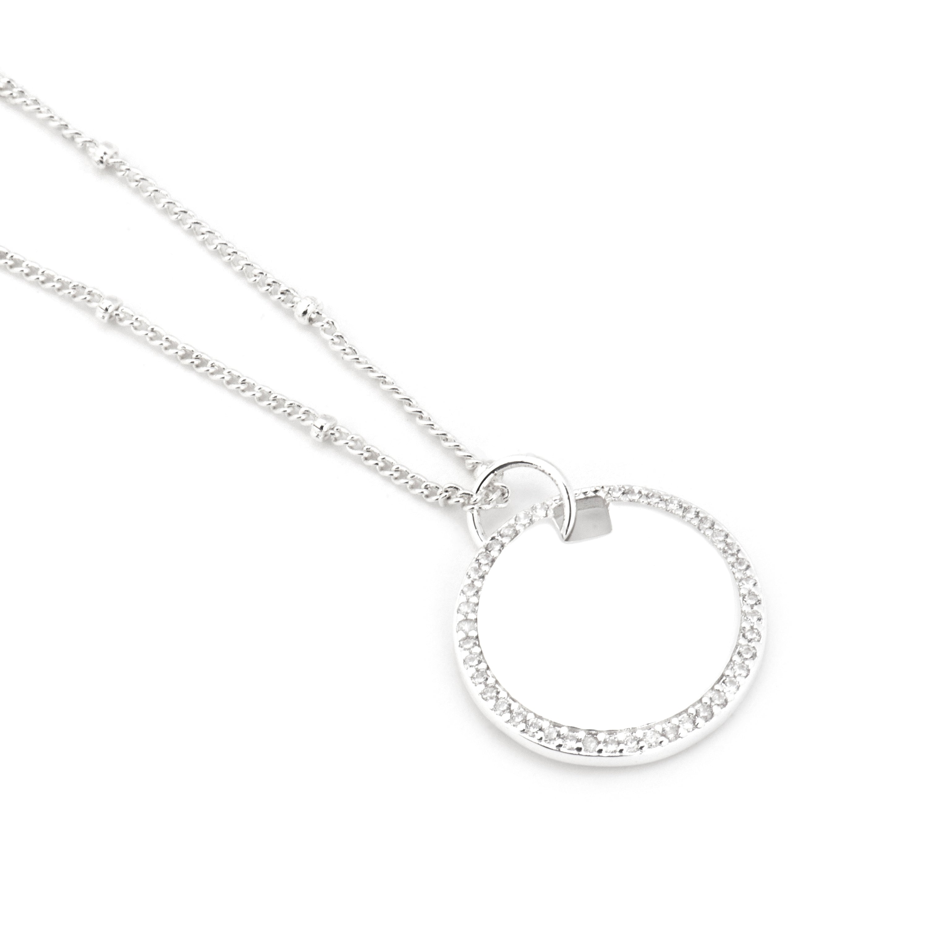 Necklace with Brilliant Zirconia silver finish - Sansai