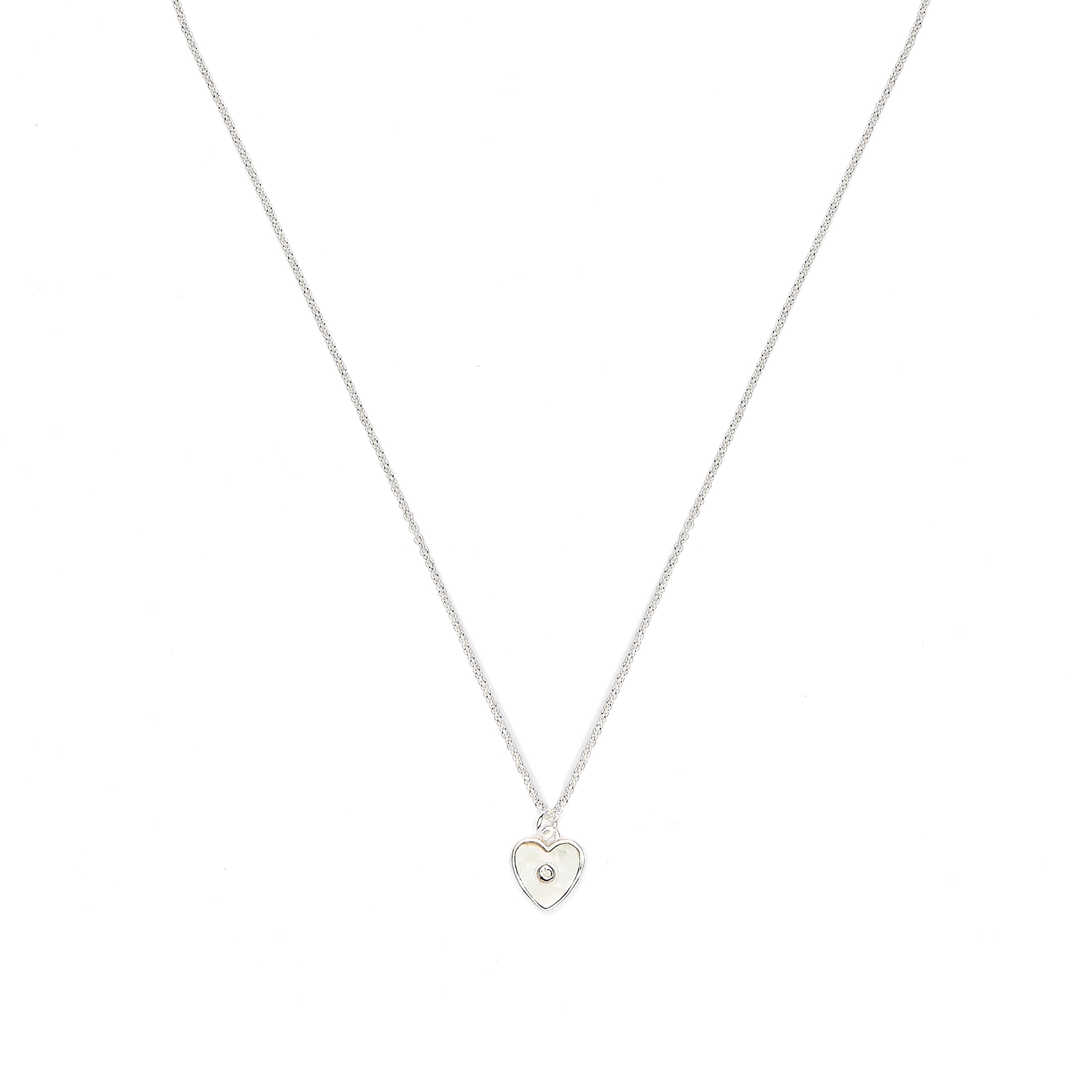 Collana finitura argento e Madreperla Bianca - Cuore