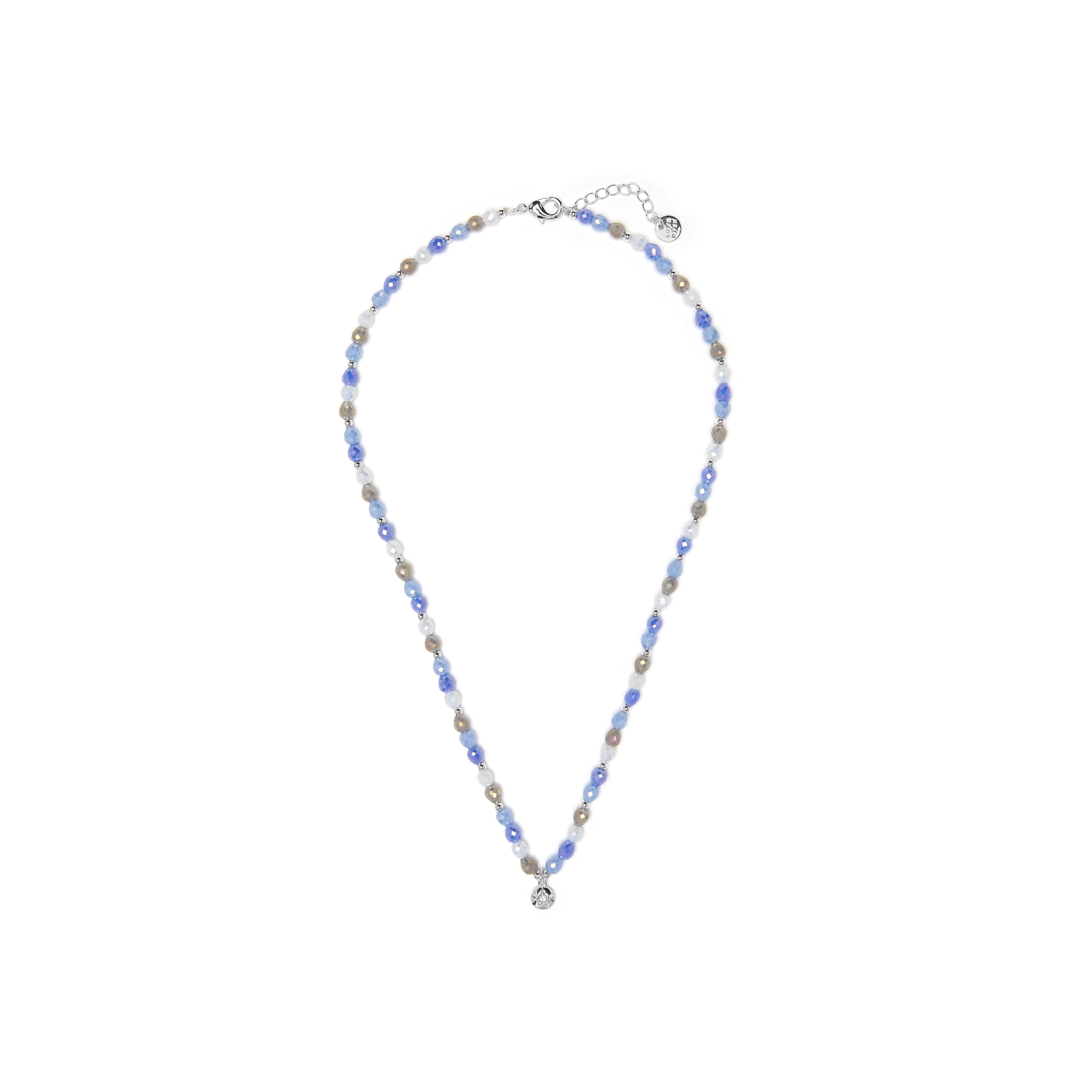 Halskette aus blauem Kristall mit Rhodium-Finish - Likdu