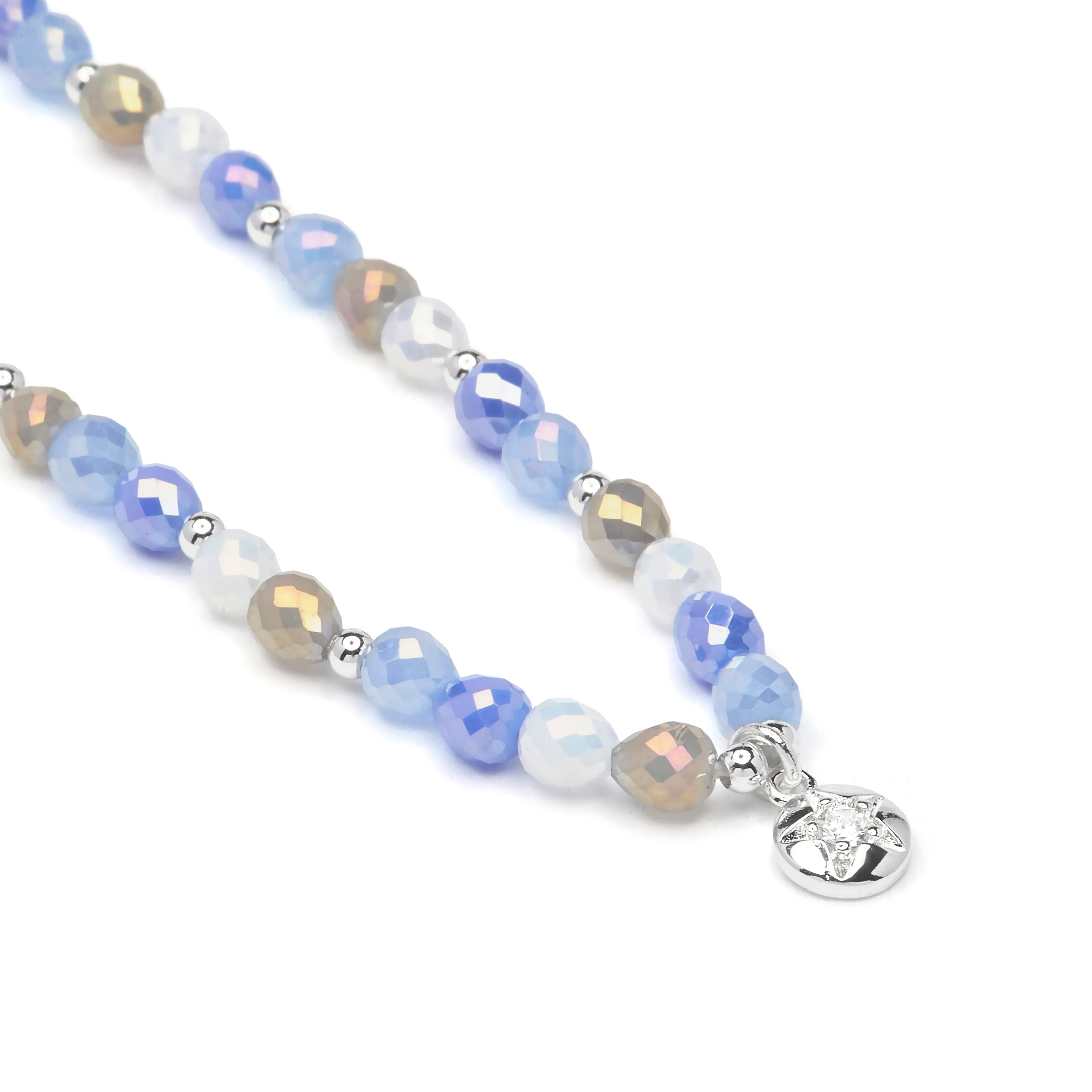 Halskette aus blauem Kristall mit Rhodium-Finish - Likdu