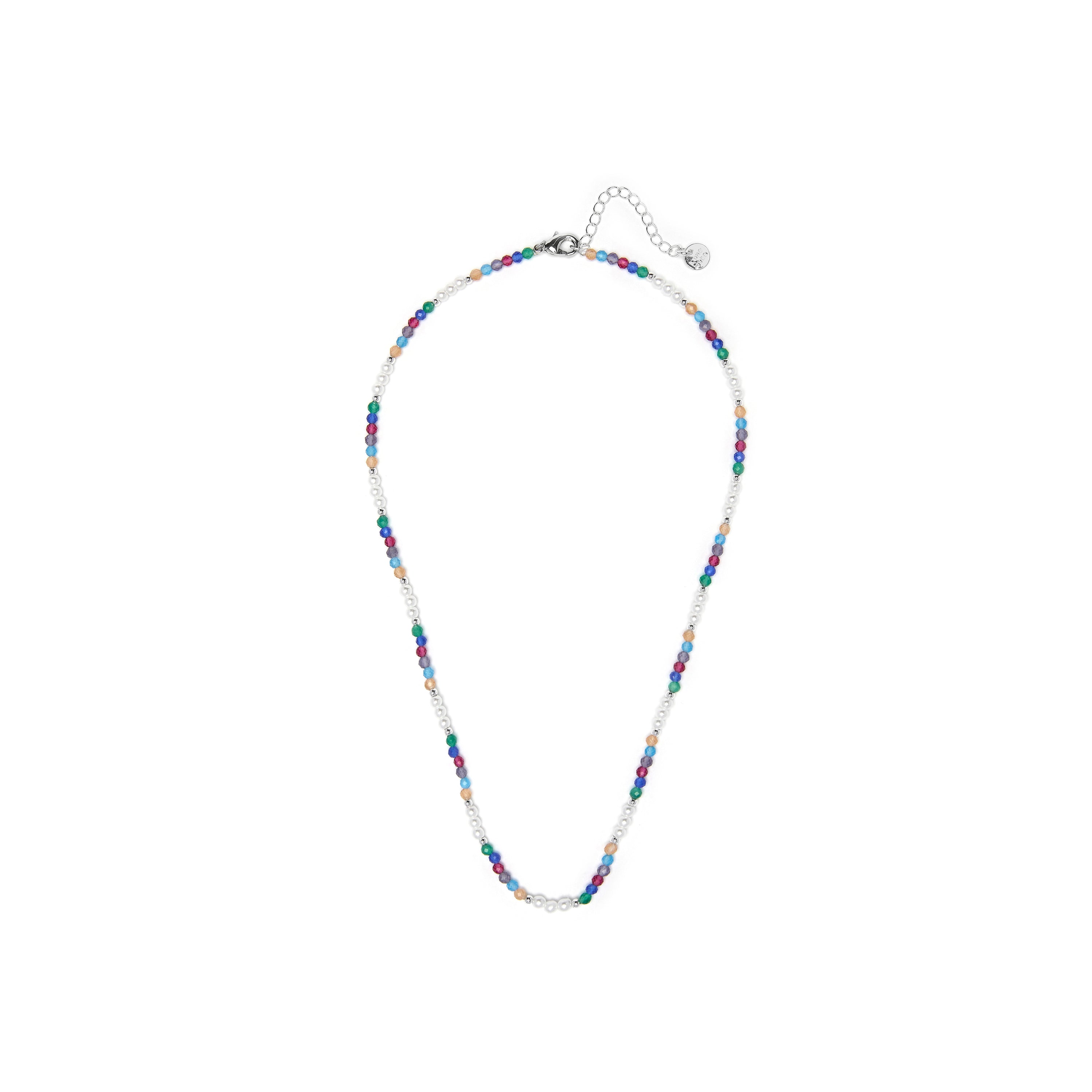 Colar de Cristal Multicolor com acabamento em ródio - Sury