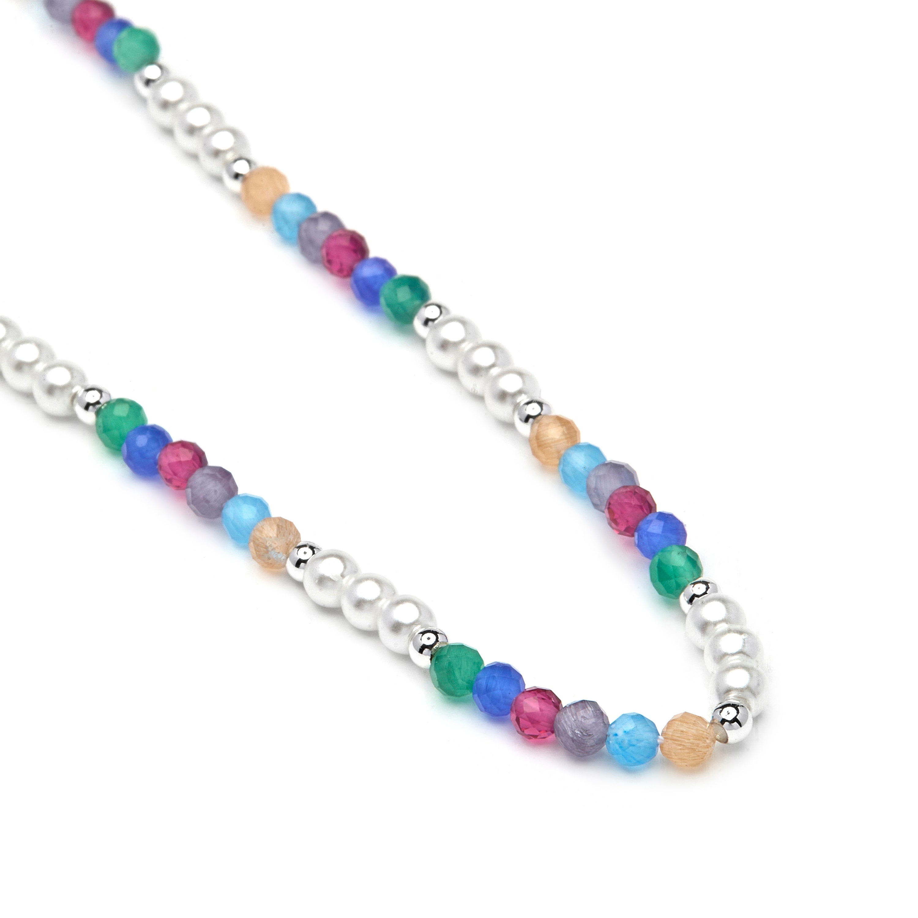 Colar de Cristal Multicolor com acabamento em ródio - Sury