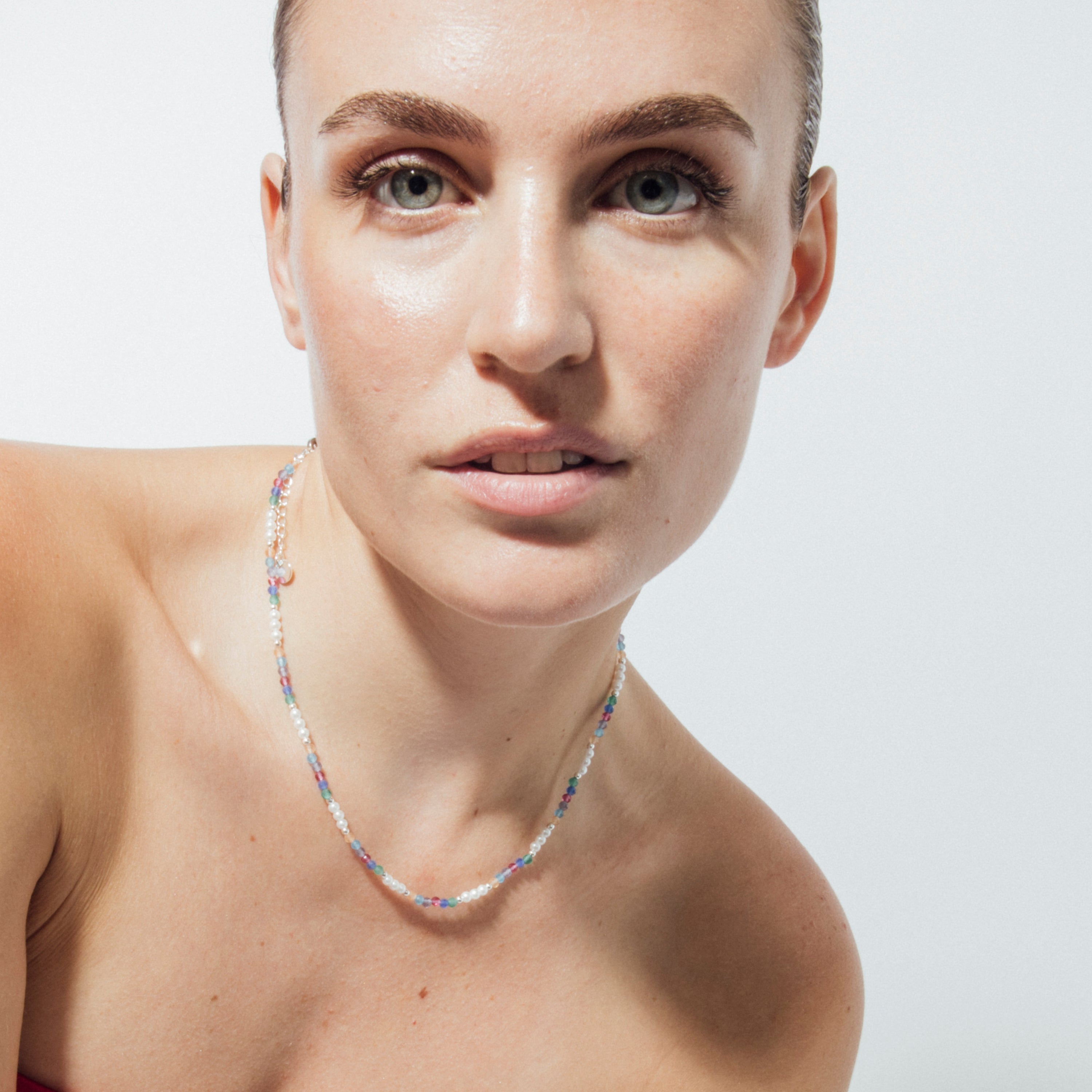Colar de Cristal Multicolor com acabamento em ródio - Sury