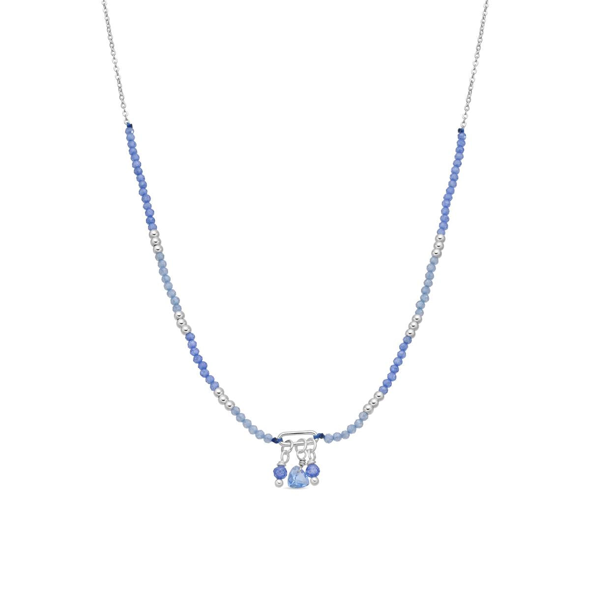 Collier en cristal bleu avec finition en rhodium - Ilkan