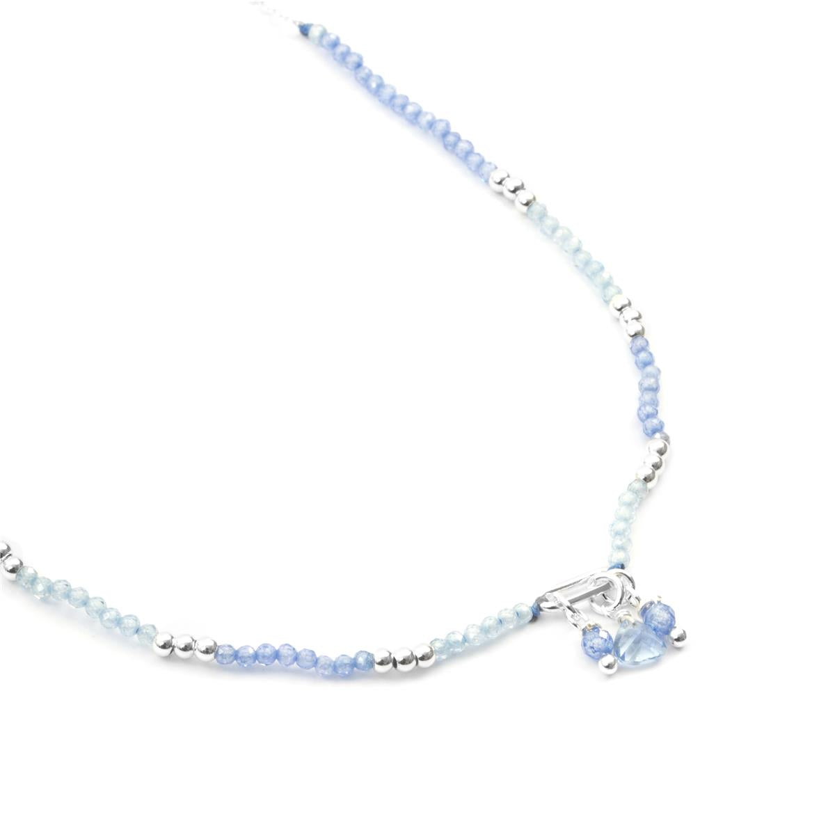 Blue Crystal Necklace with Rhodium Finish - Ilkan