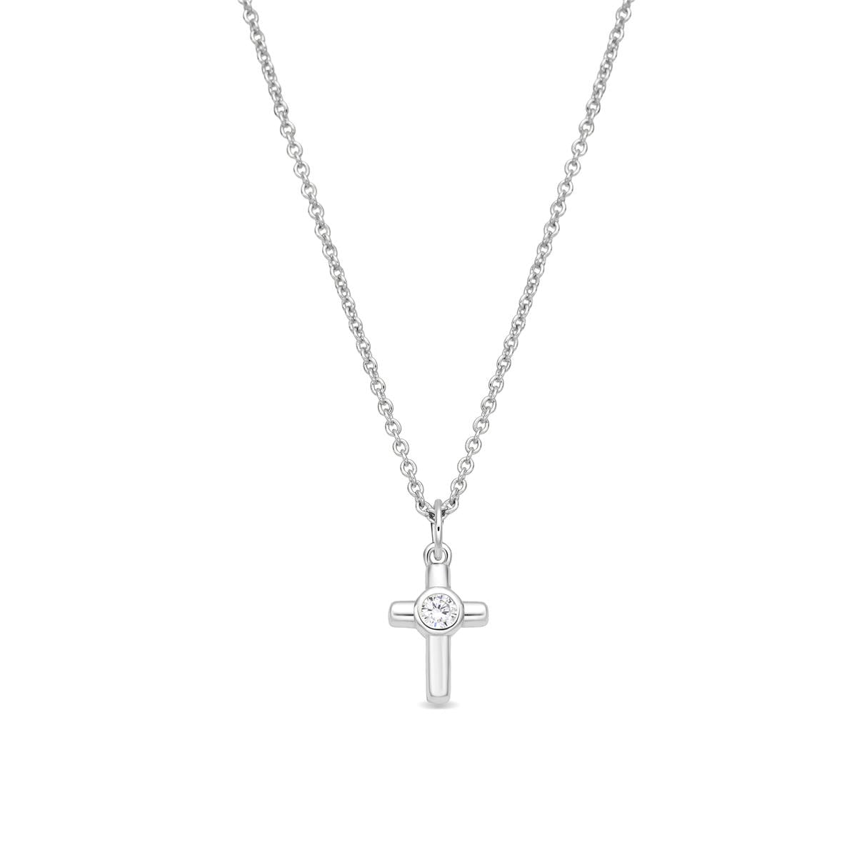 Halskette mit funkelndem Zirkonia, rhodiniert – Lanka