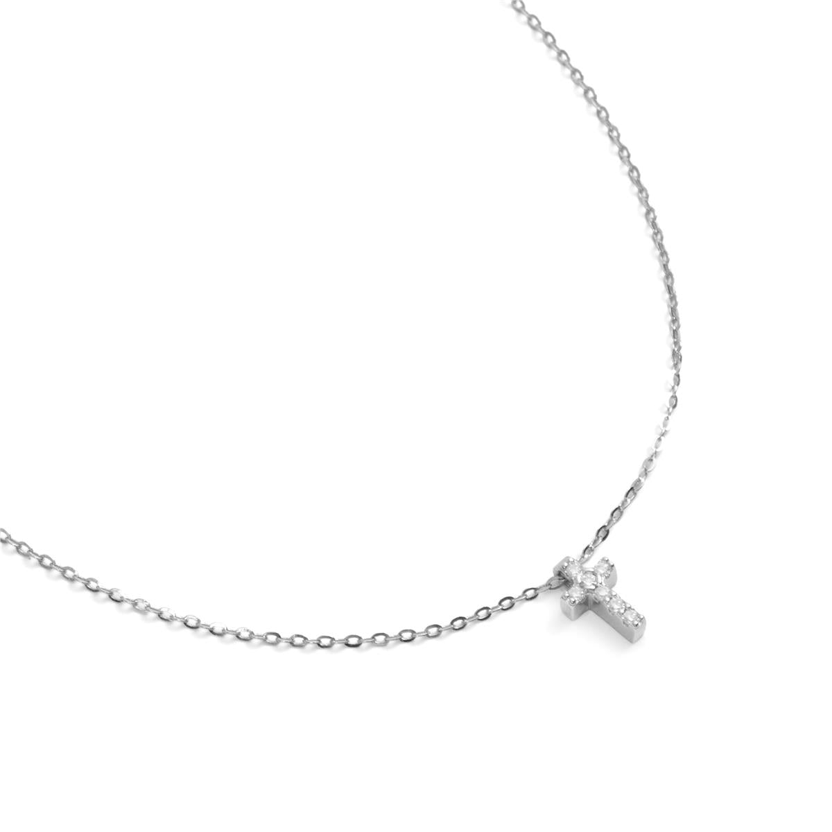 Strahlendes Zirkonia-Halsband mit Rhodium-Finish - Askom