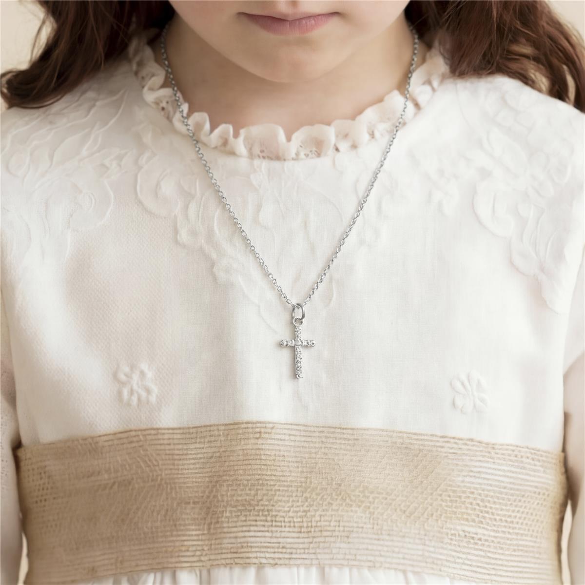 Strahlendes Zirkonia-Halsband mit Rhodium-Finish - Askom