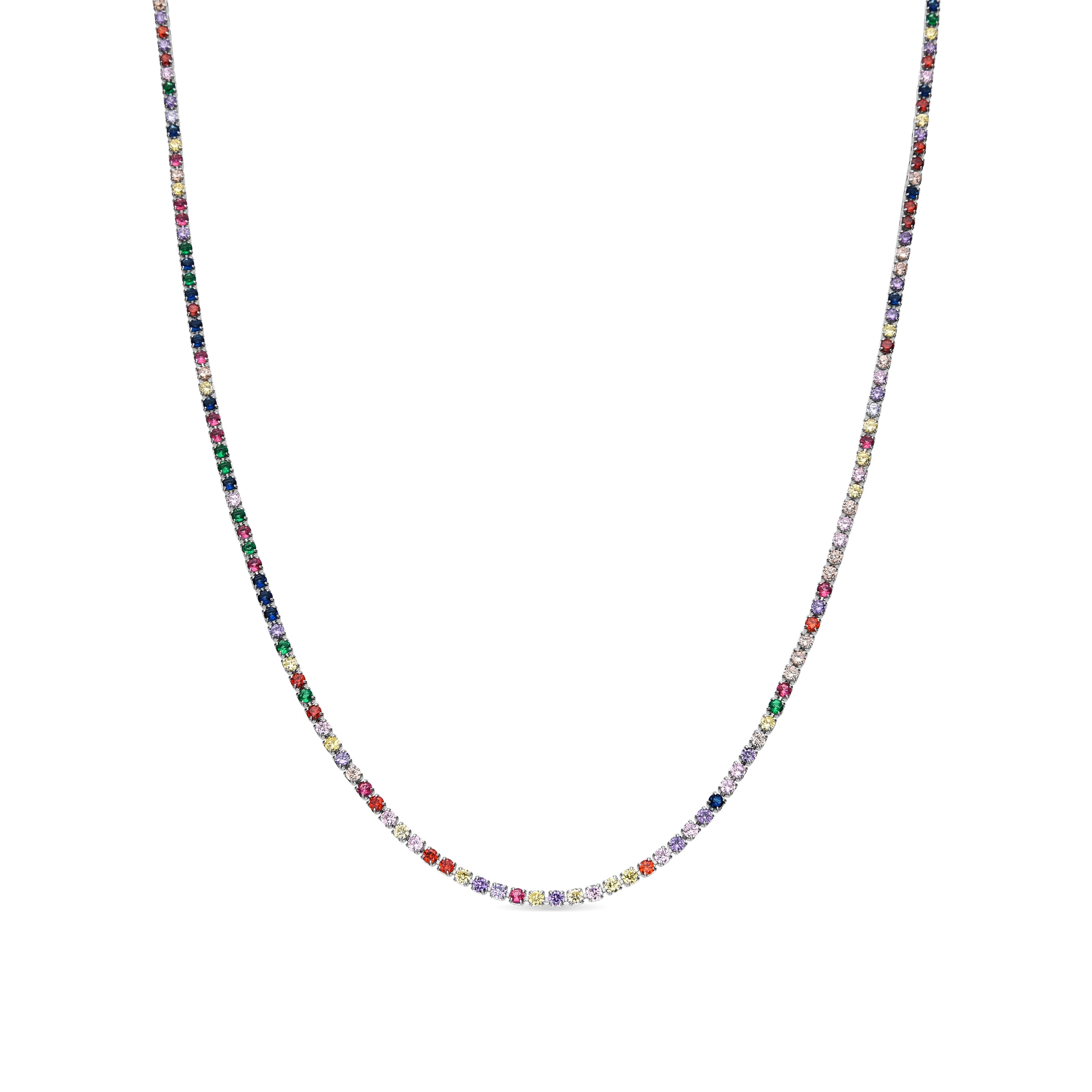 Halskette mit mehrfarbigen Zirkonia, Silberfinish - Serly