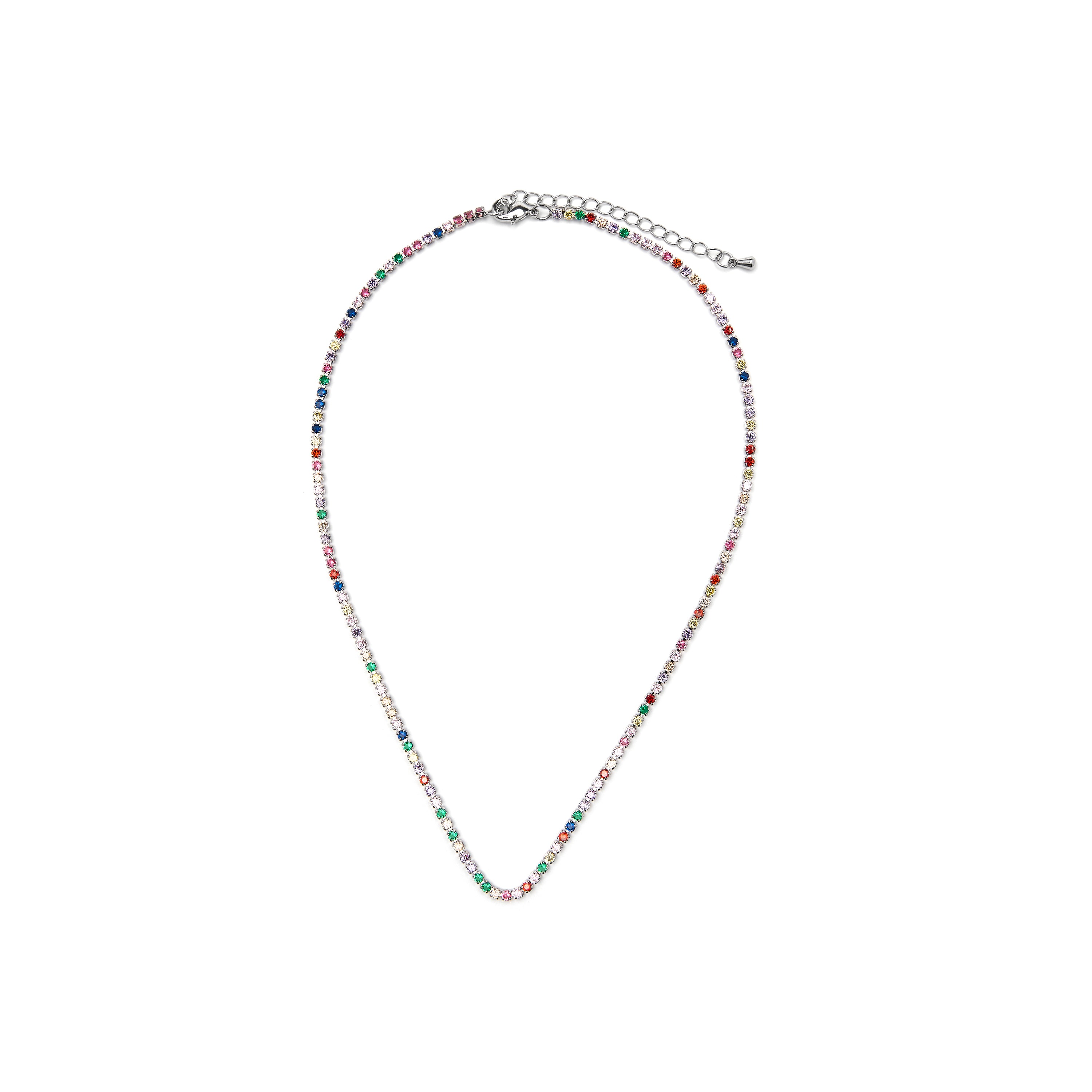 Colar com Zircónia Multicolor acabamento prata - Serly