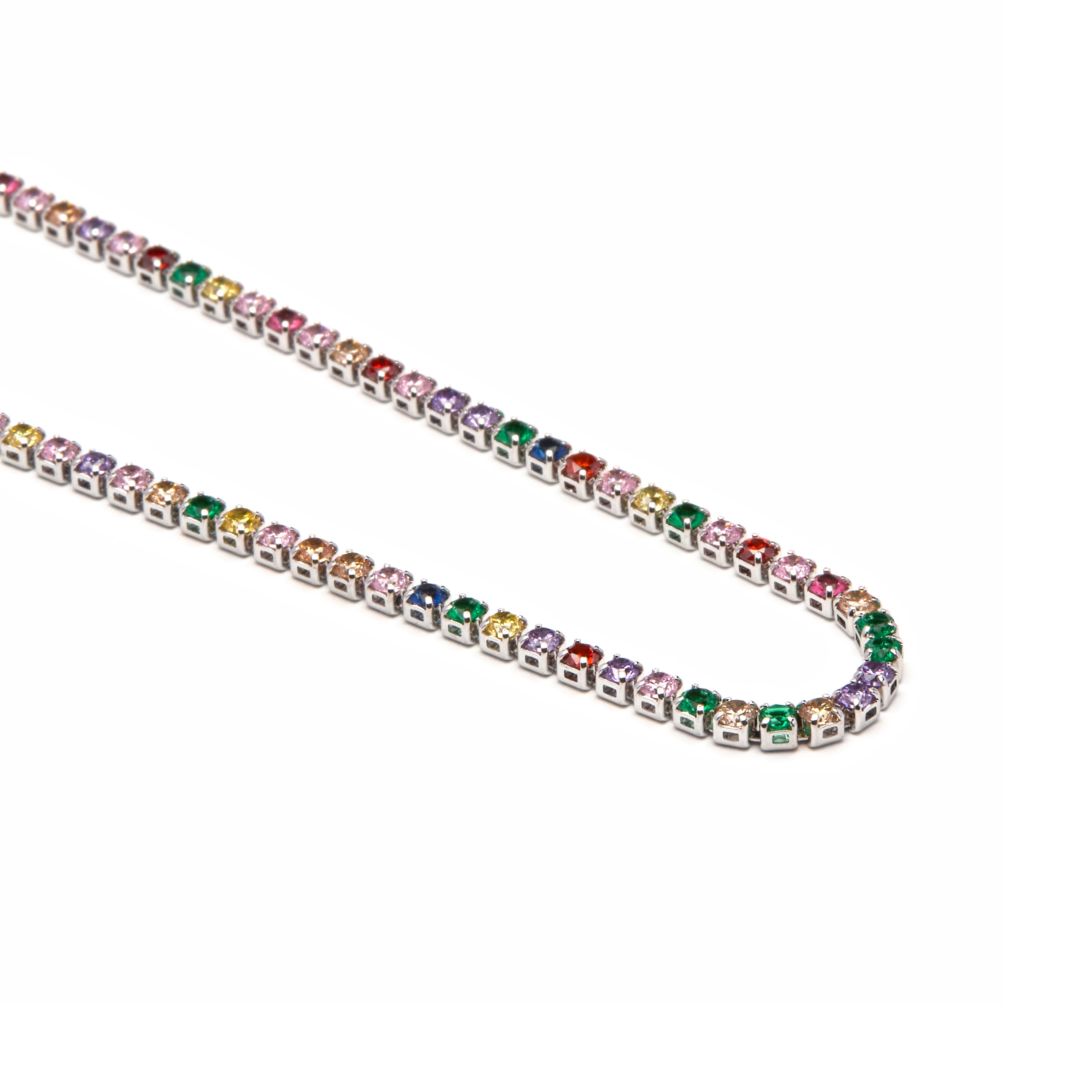 Colar com Zircónia Multicolor acabamento prata - Serly