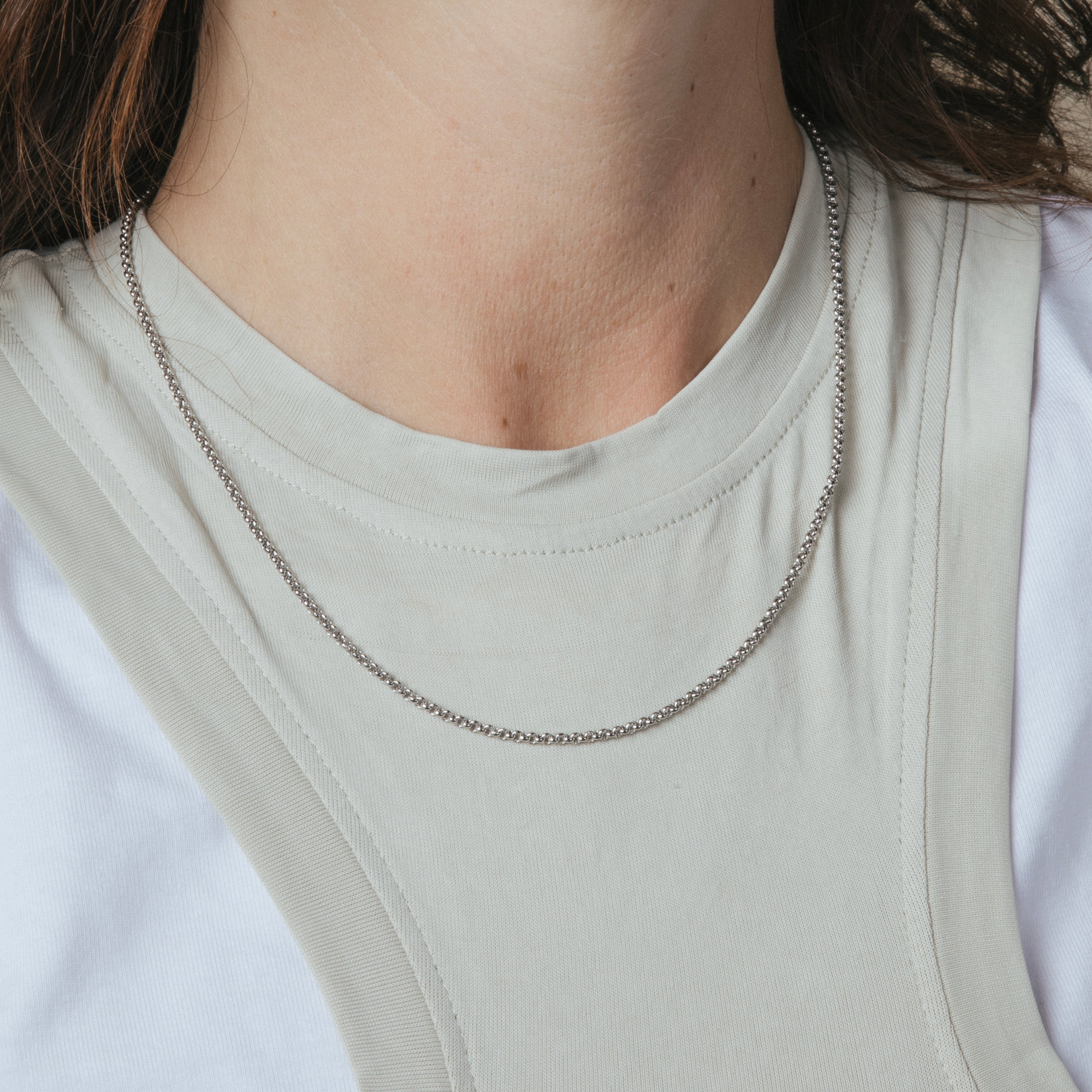 Collier de 45cm finition rhodium - Thoth