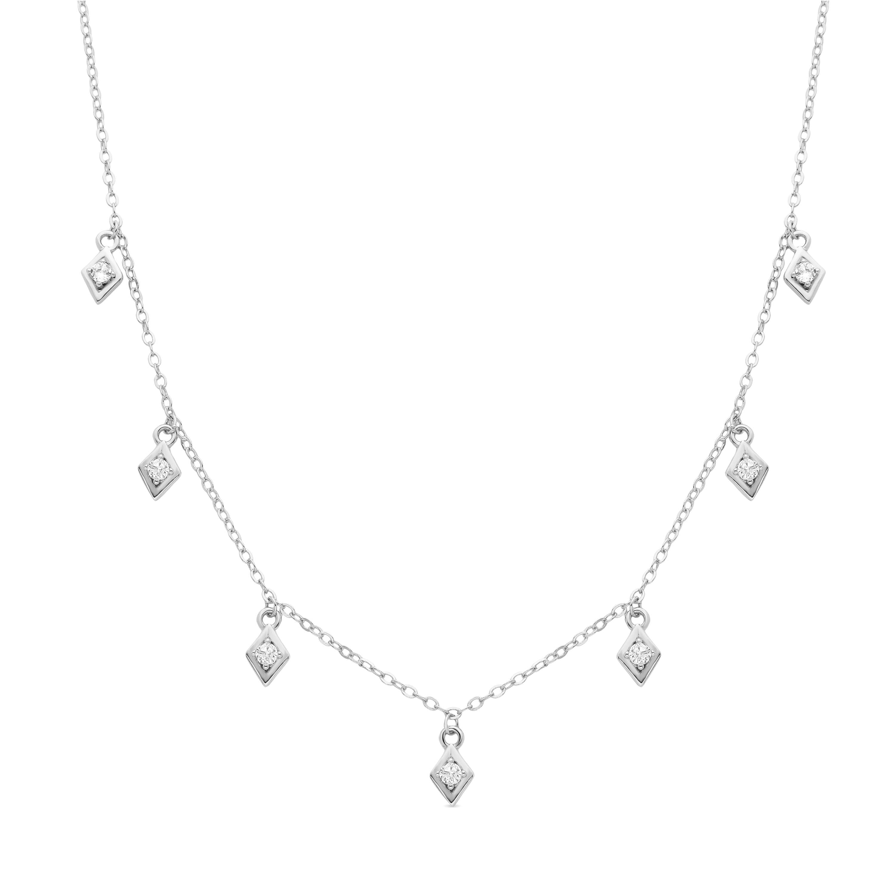 Halskette mit funkelndem Zirkonia, rhodiniert - Yak