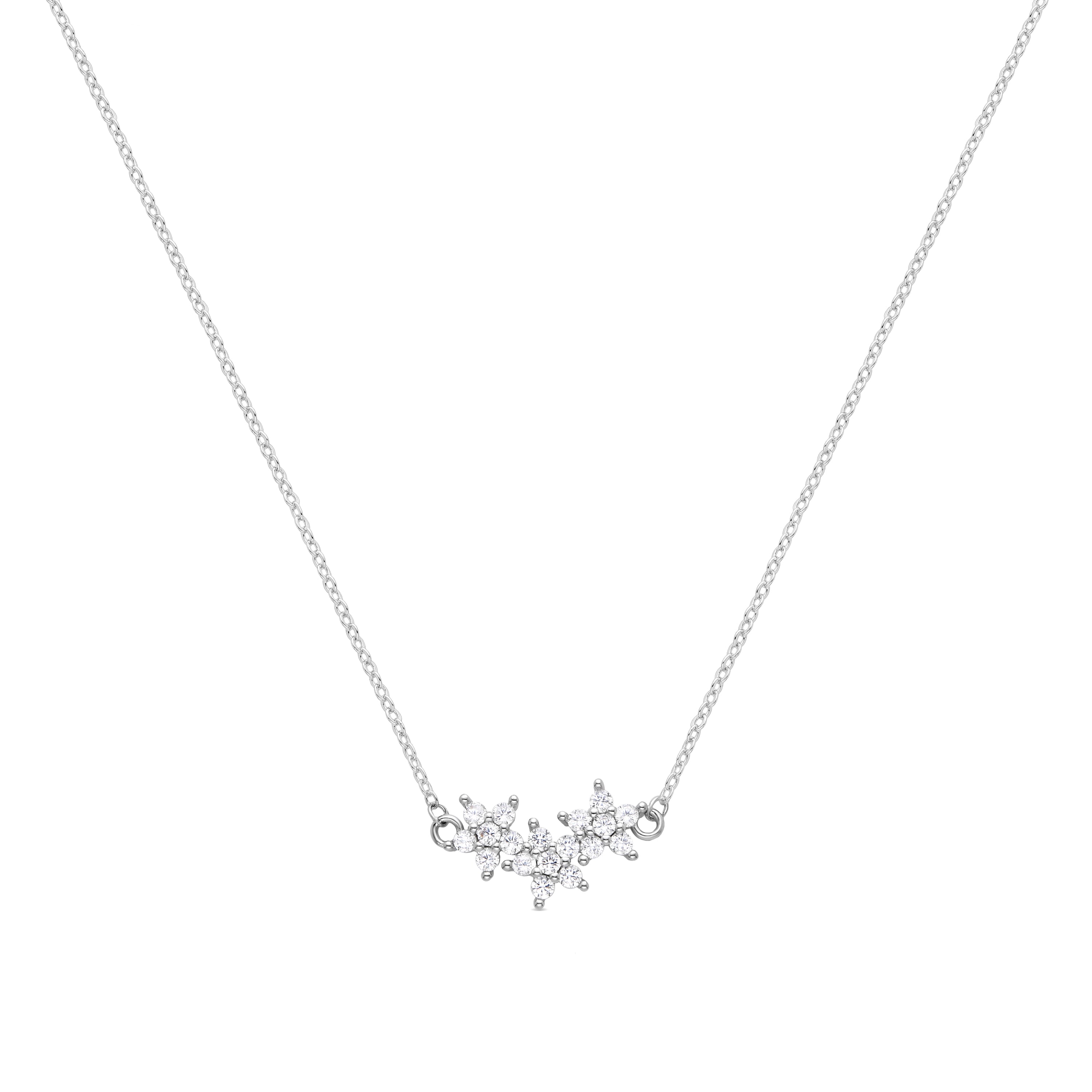 Halskette aus strahlendem Zirkonia mit Rhodium-Finish - Zaagu