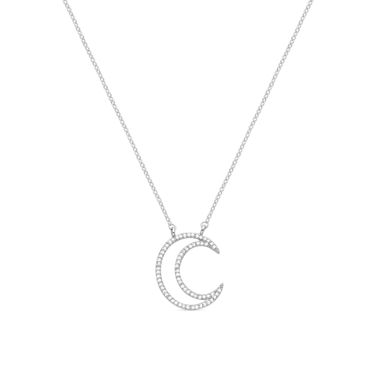 Collana con zircone brillante finitura in rodio - Molyes