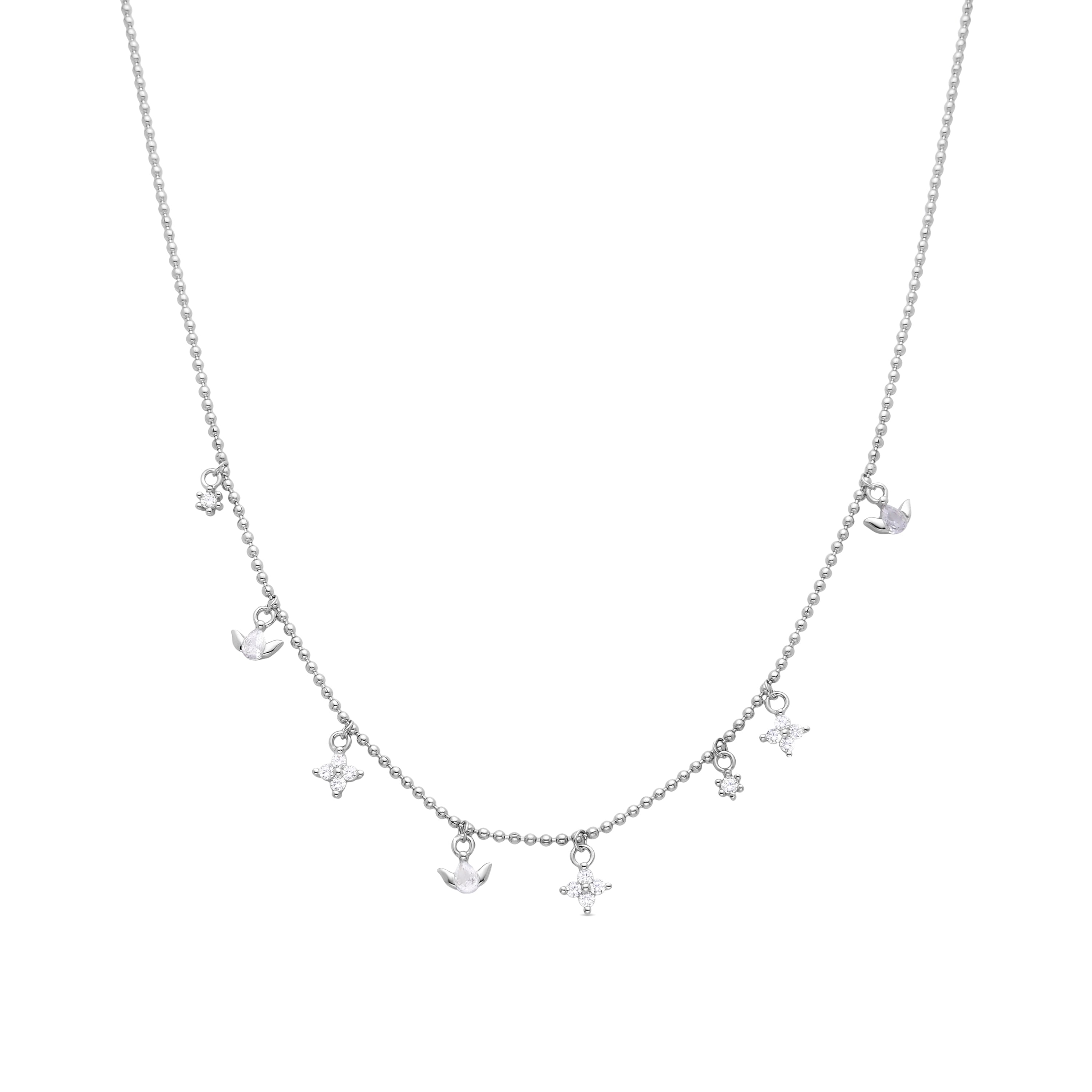 Collana con zircone brillante finitura in rodio - Wald
