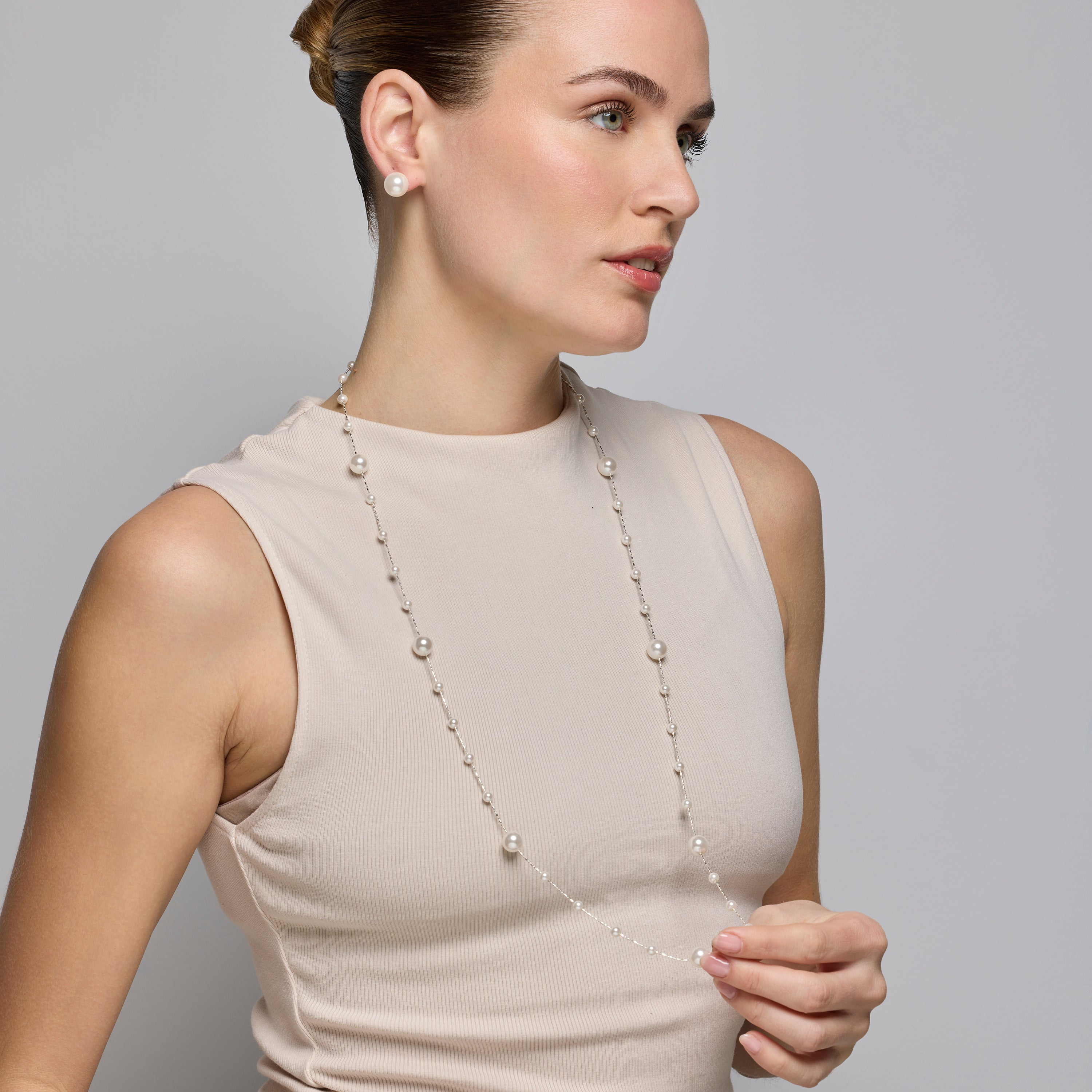 Halskette mit weißer Perle, Silberfinish - Xyaz