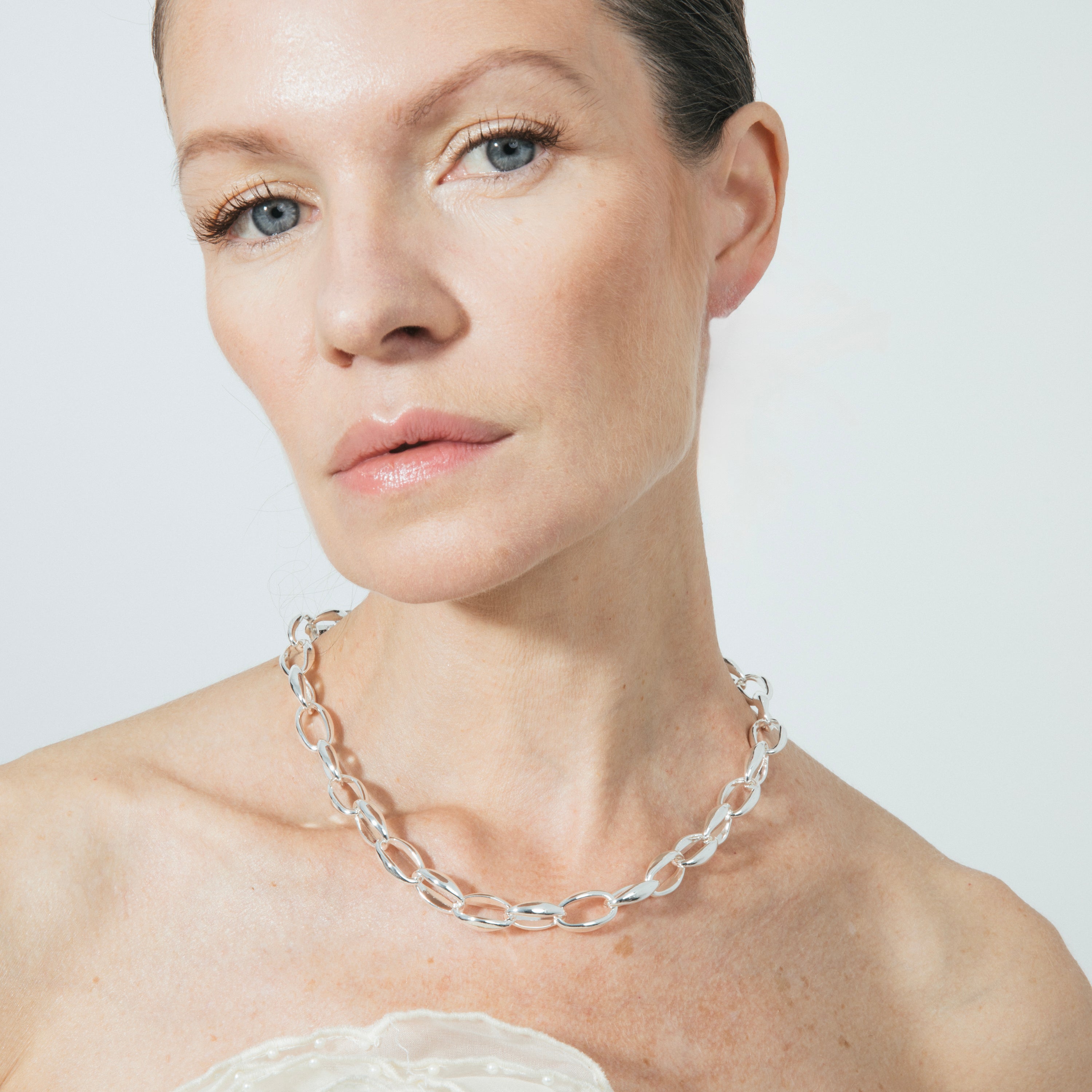 Halskette 42cm mit Rhodium-Finish - Hande