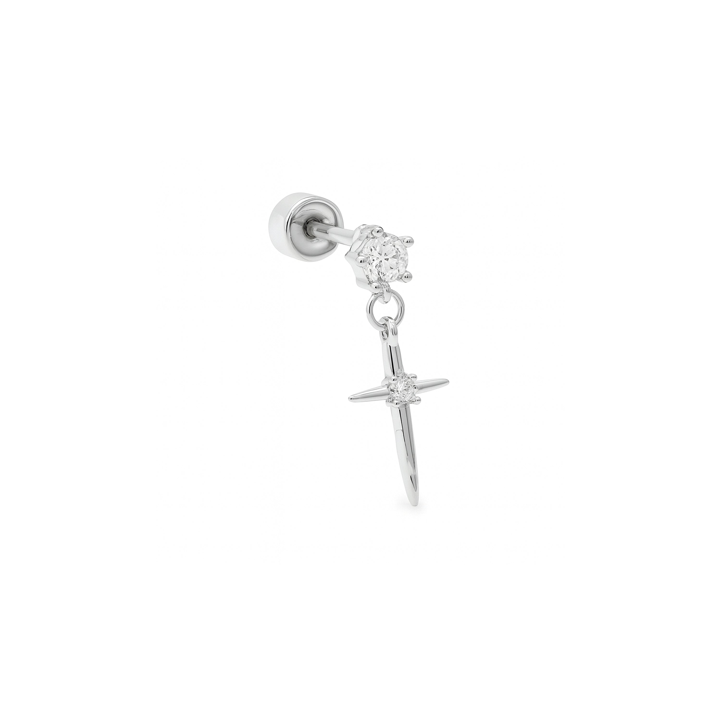 Piercing en oxyde de zirconium brillant finition en argent sterling 925 - Patraz