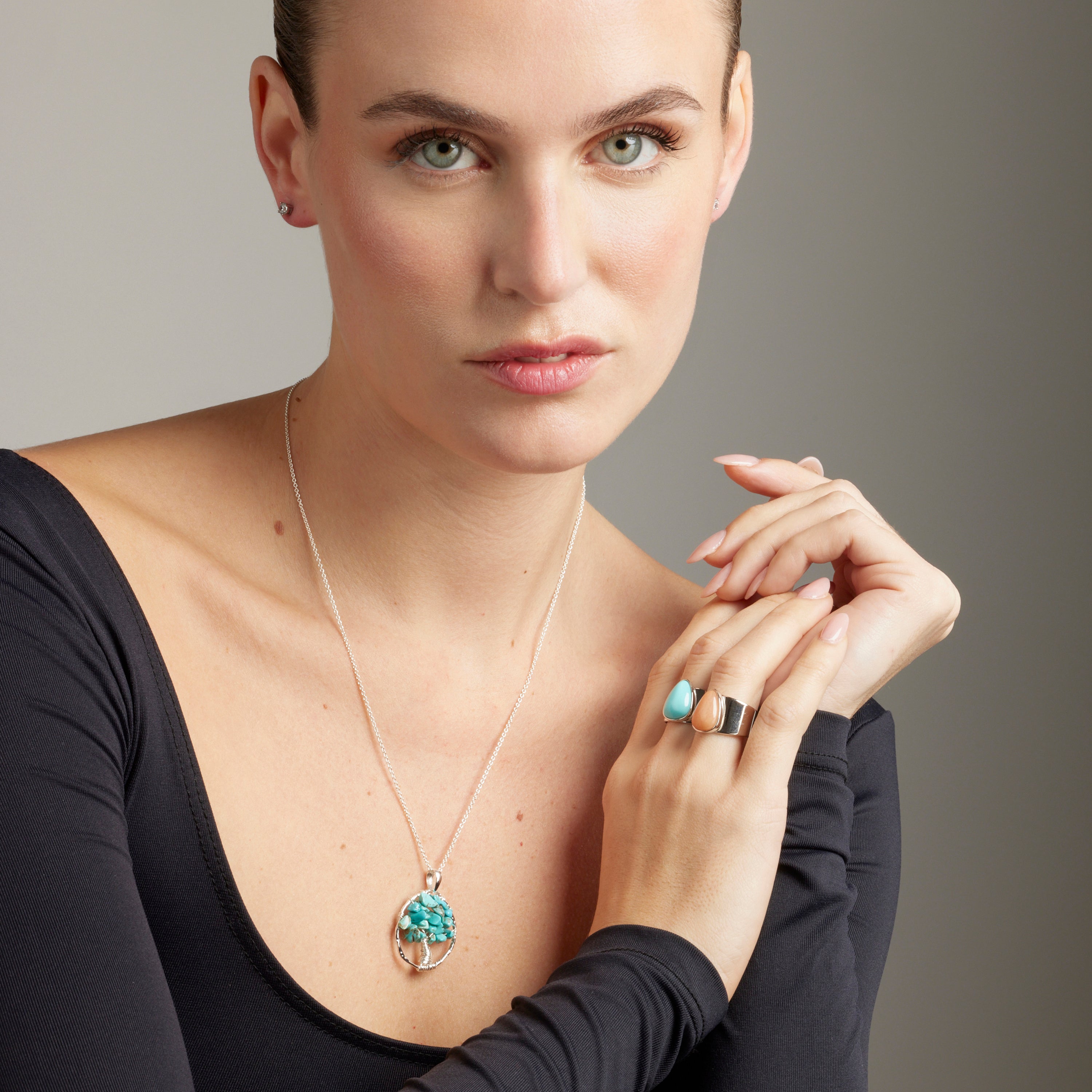 Anillo de Agata Naranja acabado en rodio - Sheak