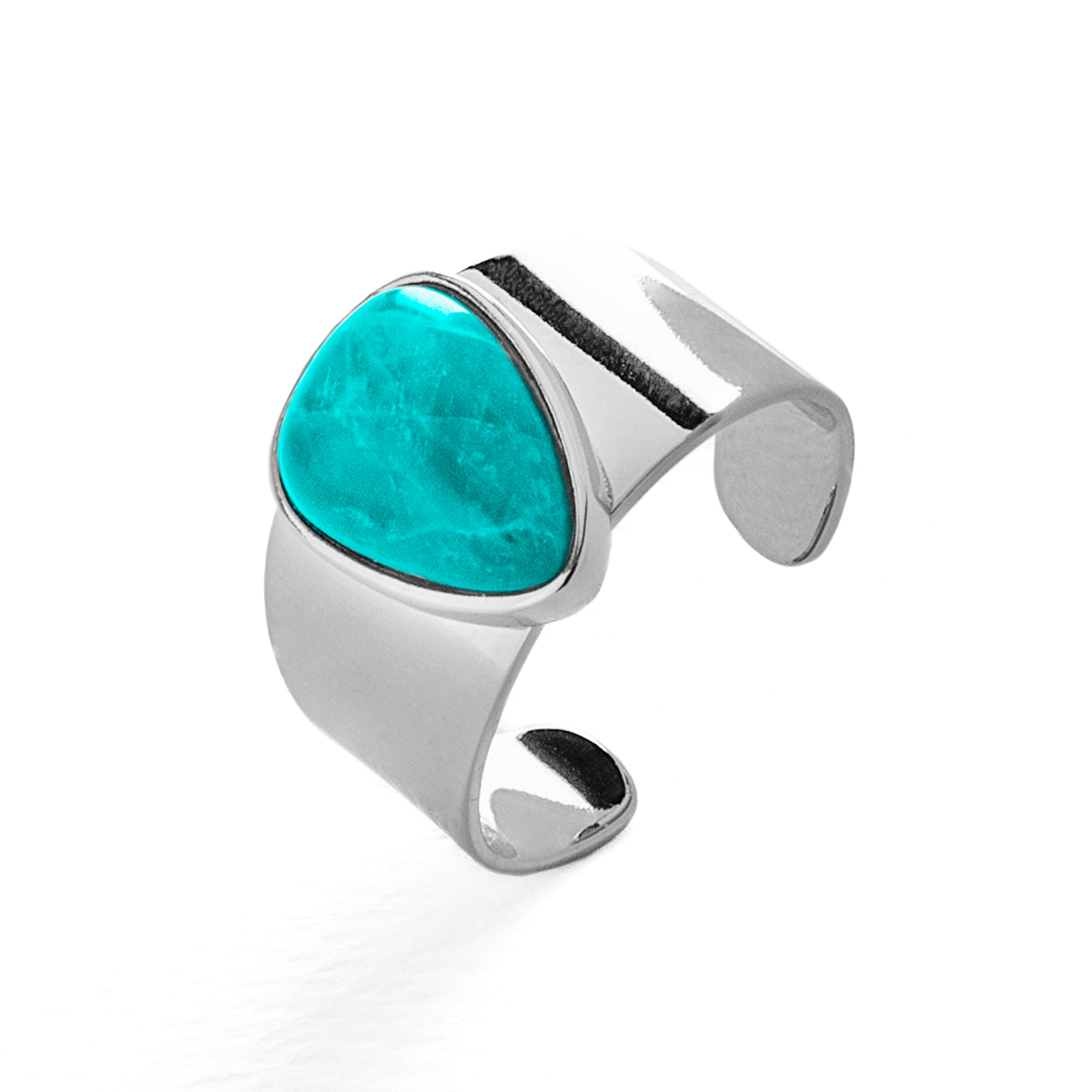 Anillo de Agata Azul acabado en rodio - Sheak