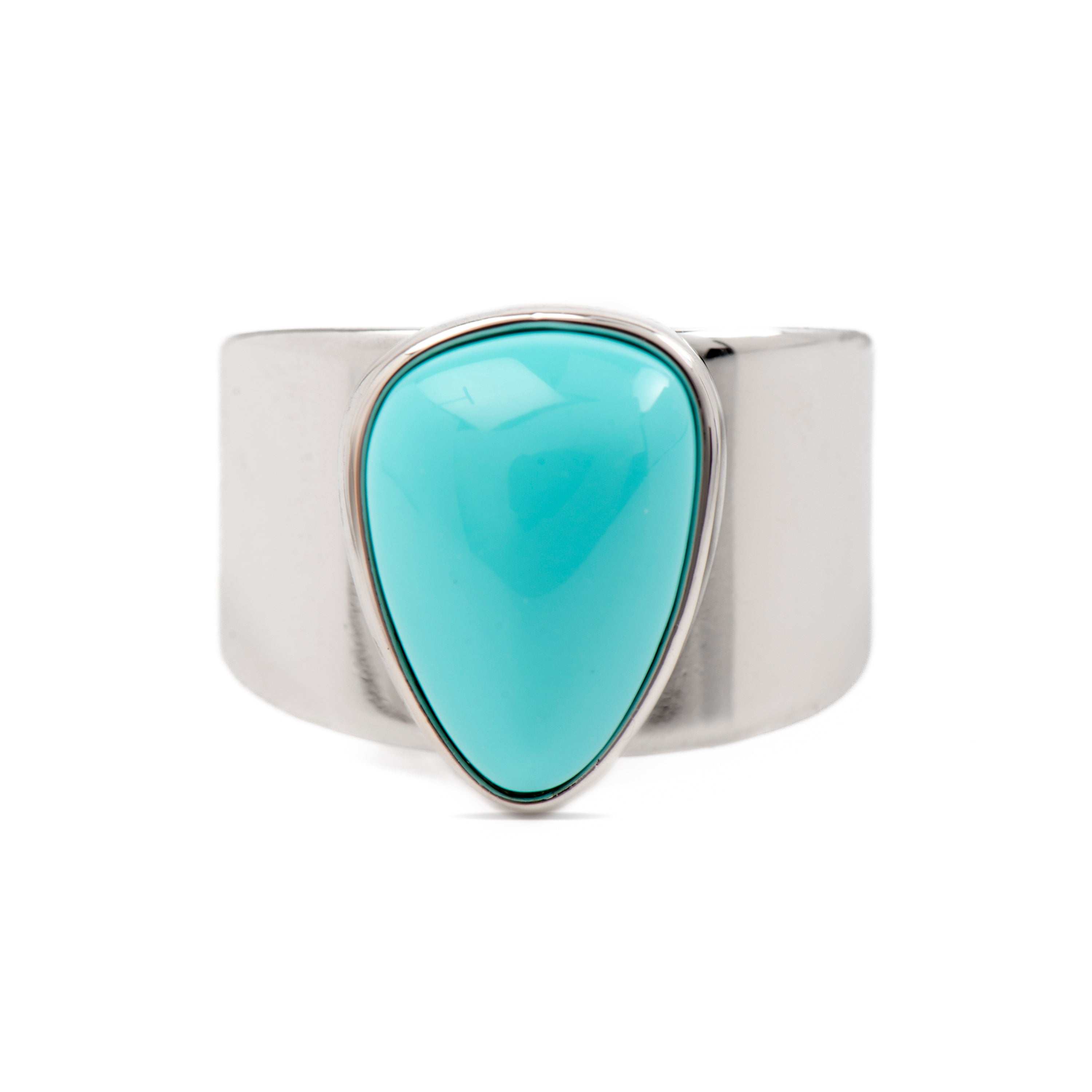 Bague en agate bleue finition rhodium - Sheak