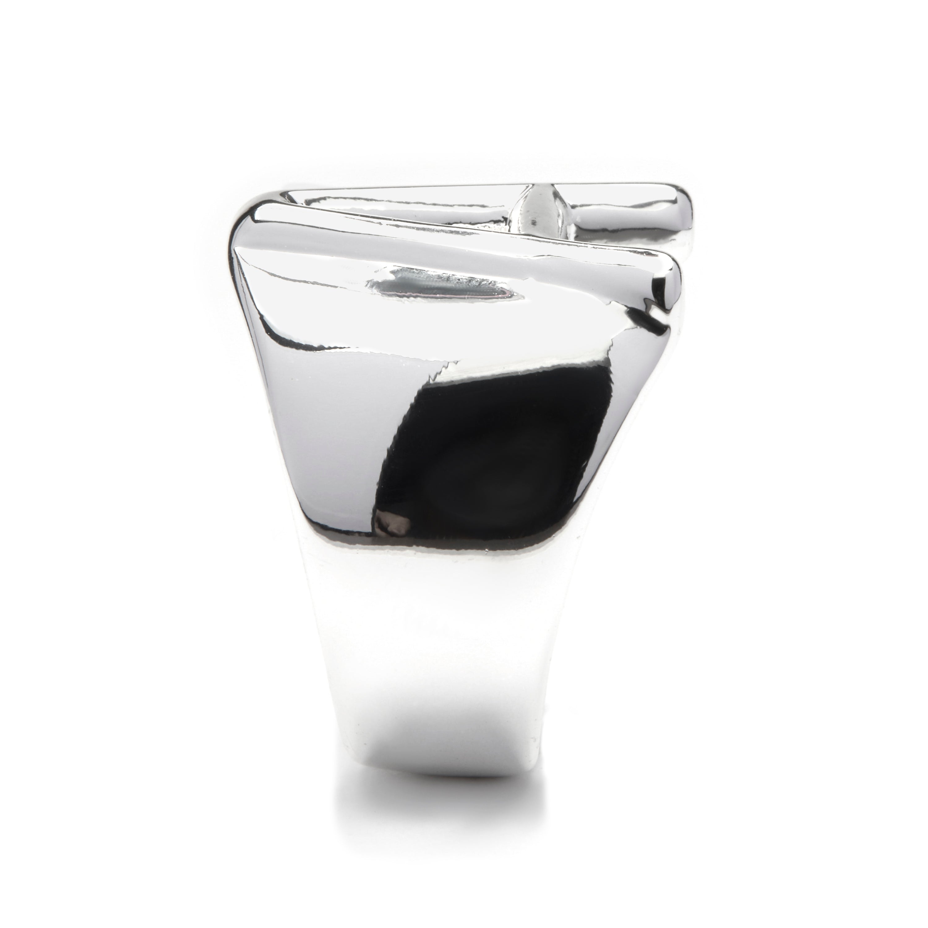 925 Sterling Silver Ring with Brilliant Zirconia finished in Rhodium - Alphabet