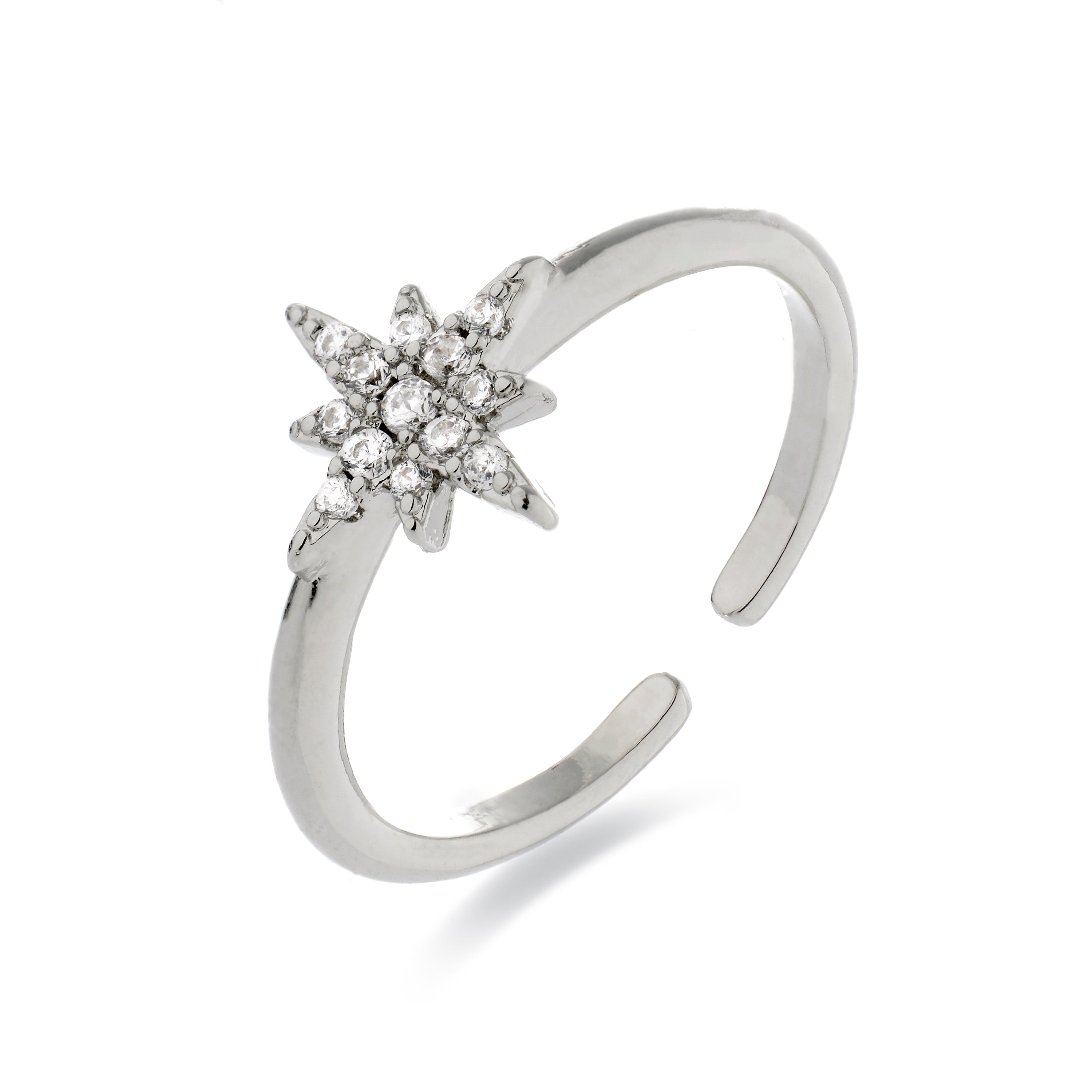 Ring mit strahlendem Zirkonia, rhodiniert - Kimsel