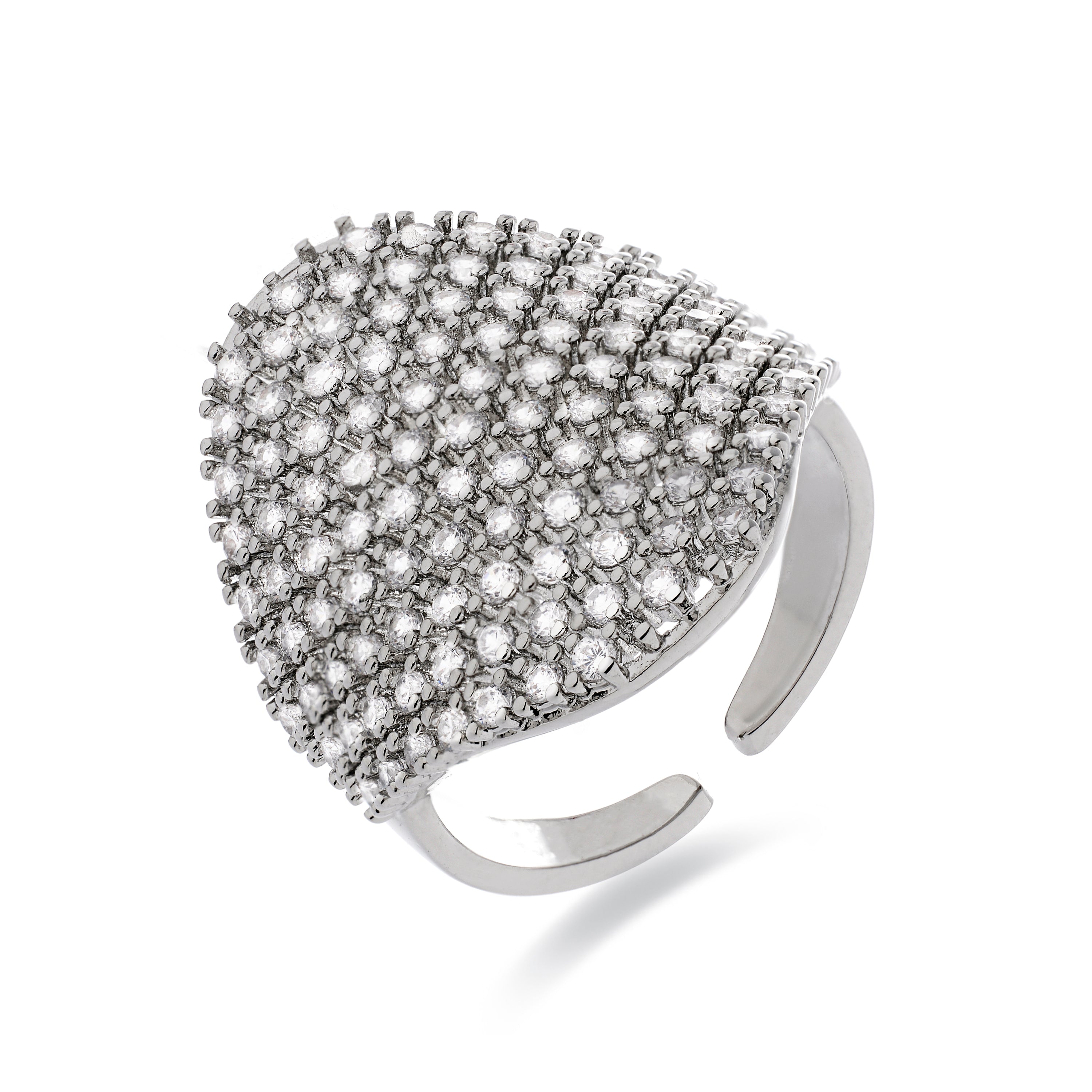 Bague avec Zircone Brillante finition rhodium - Idoi