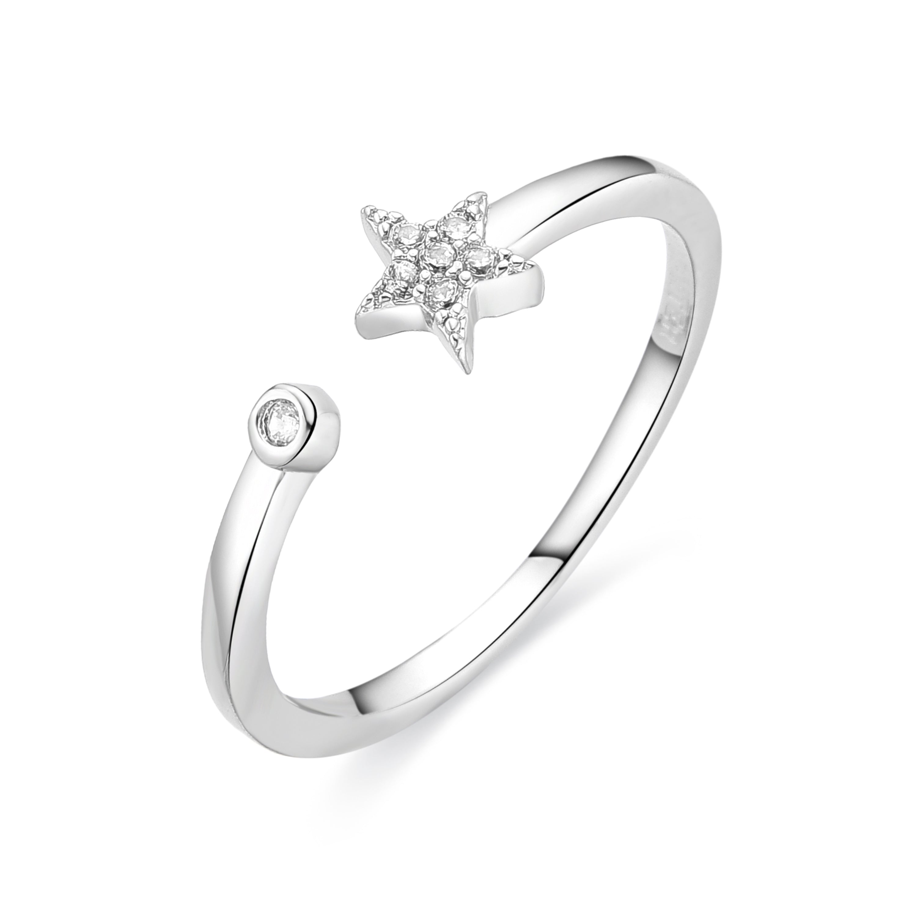 Anillo de Circonita Brillante acabado en rodio - Saralo