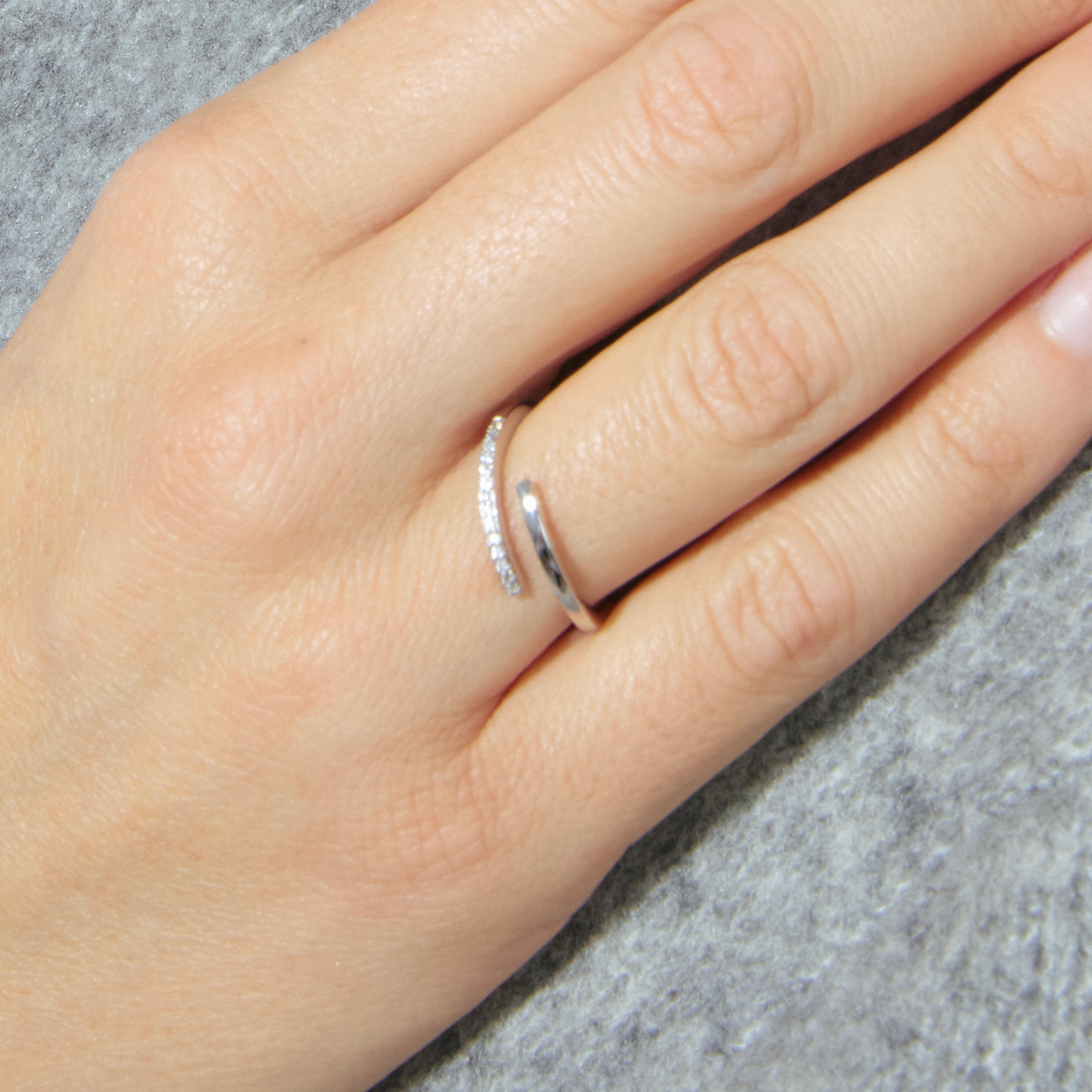Bague en zircon brillant finition rhodium - Dilex