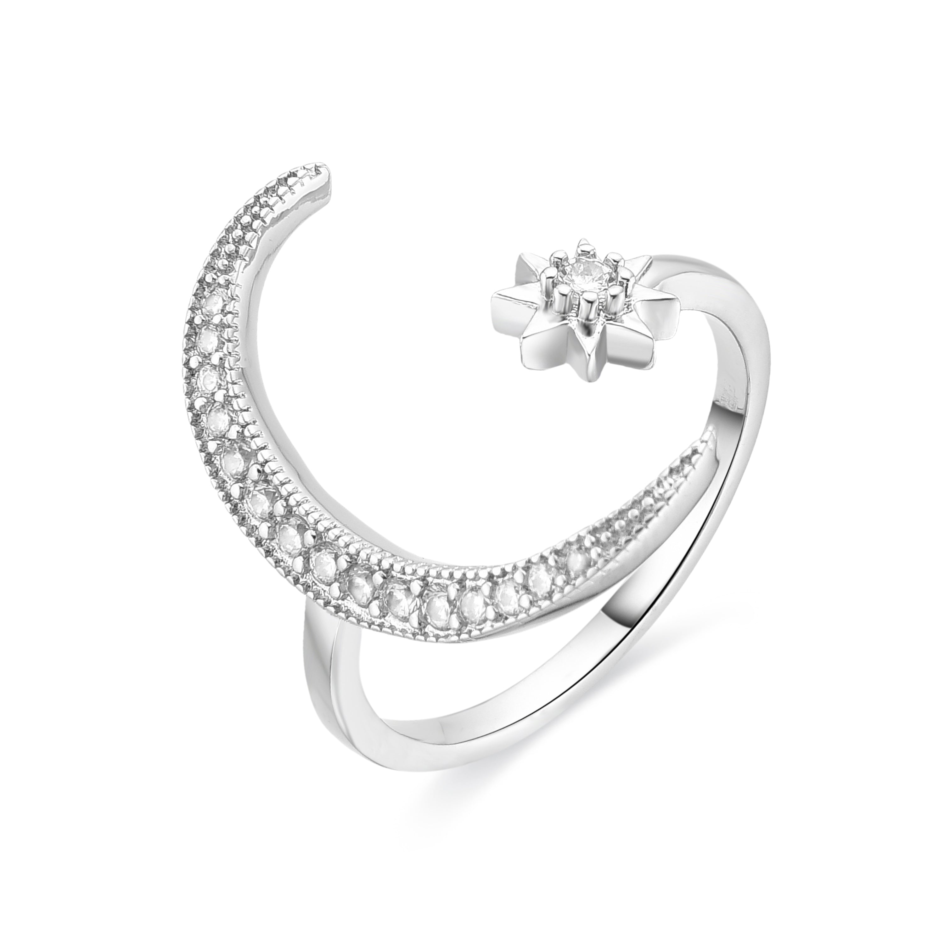 Bague en zircon brillant finition rhodium - Meral
