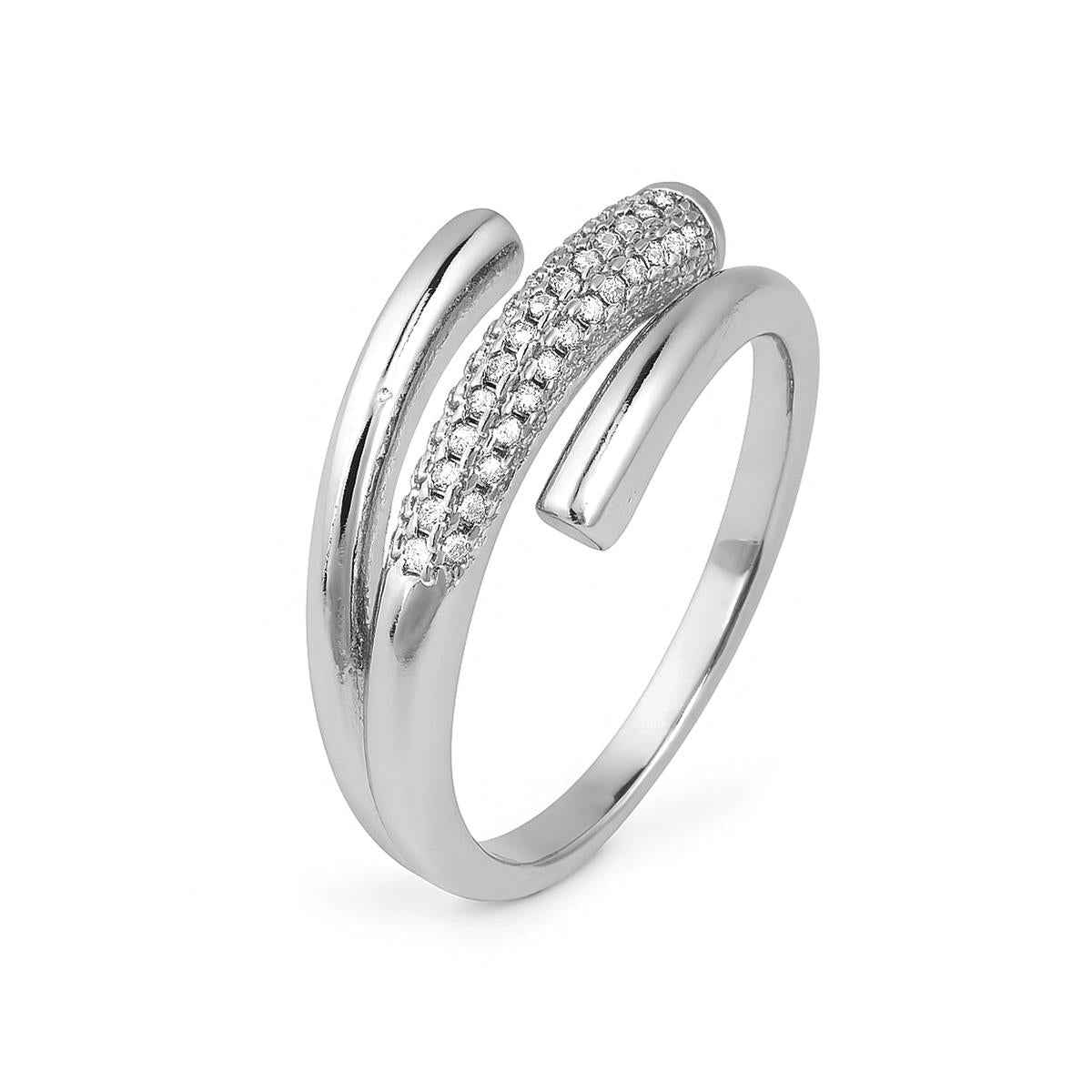 Anello con zircone brillante finitura in rodio - Jedrac