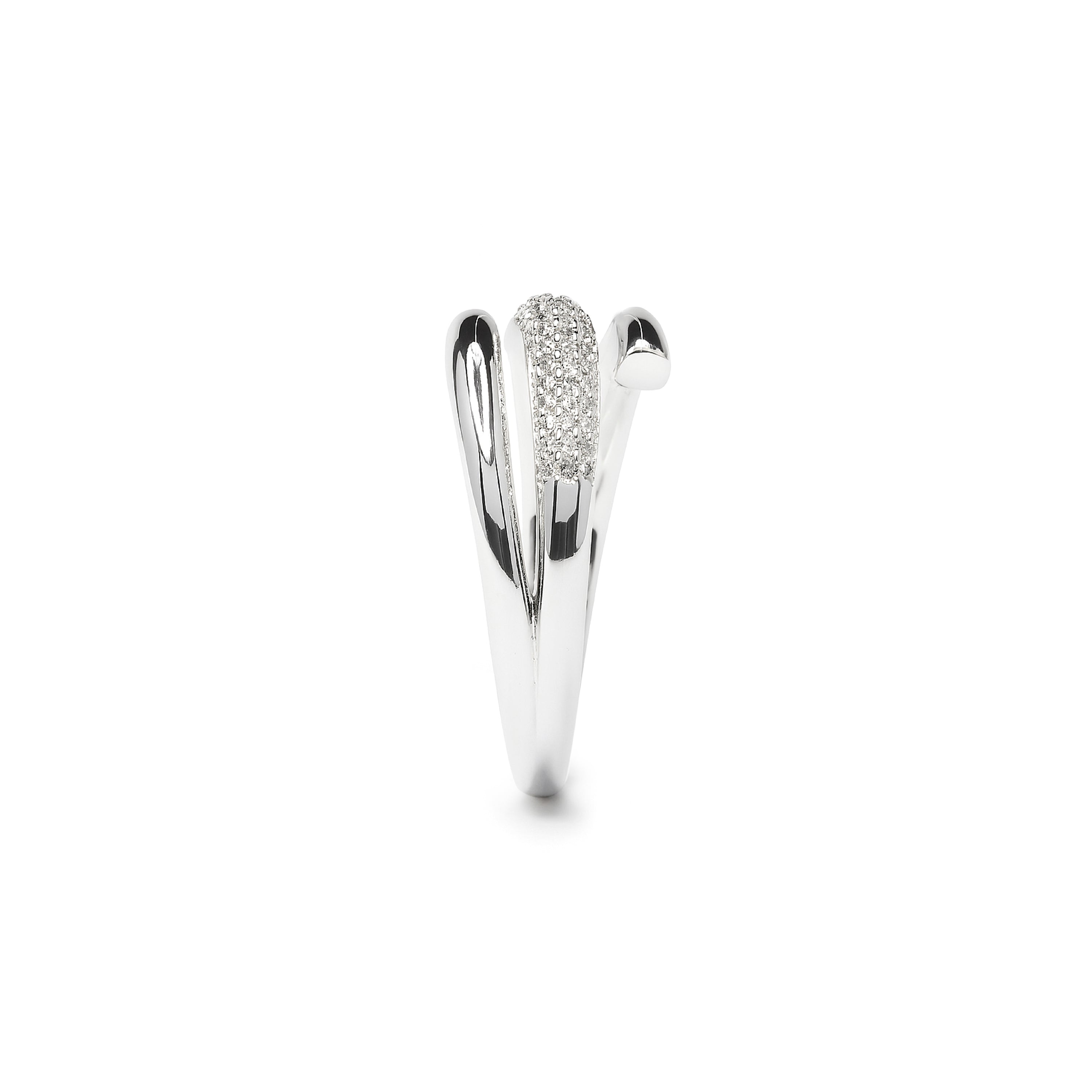 Anello con zircone brillante finitura in rodio - Jedrac