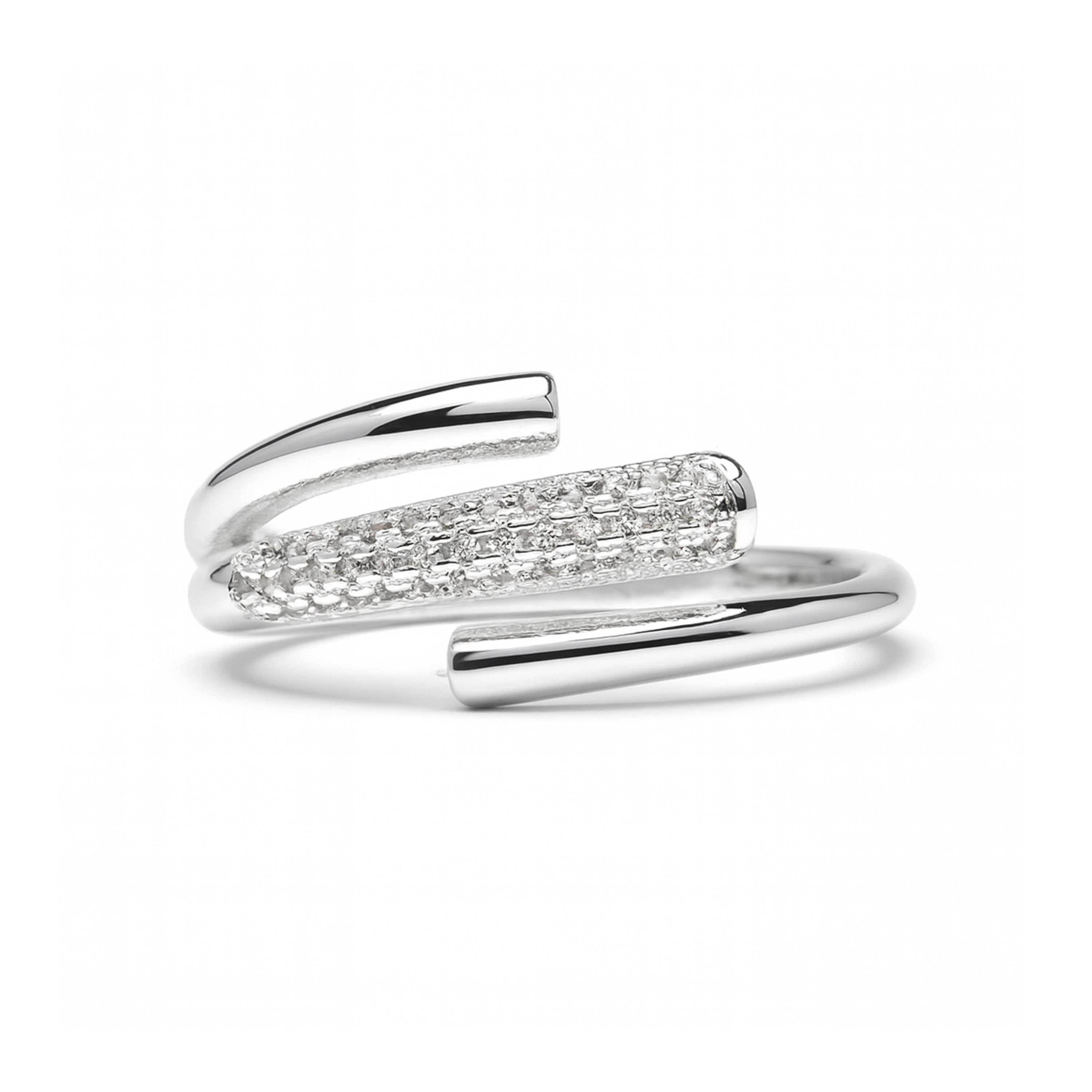 Anello con zircone brillante finitura in rodio - Jedrac