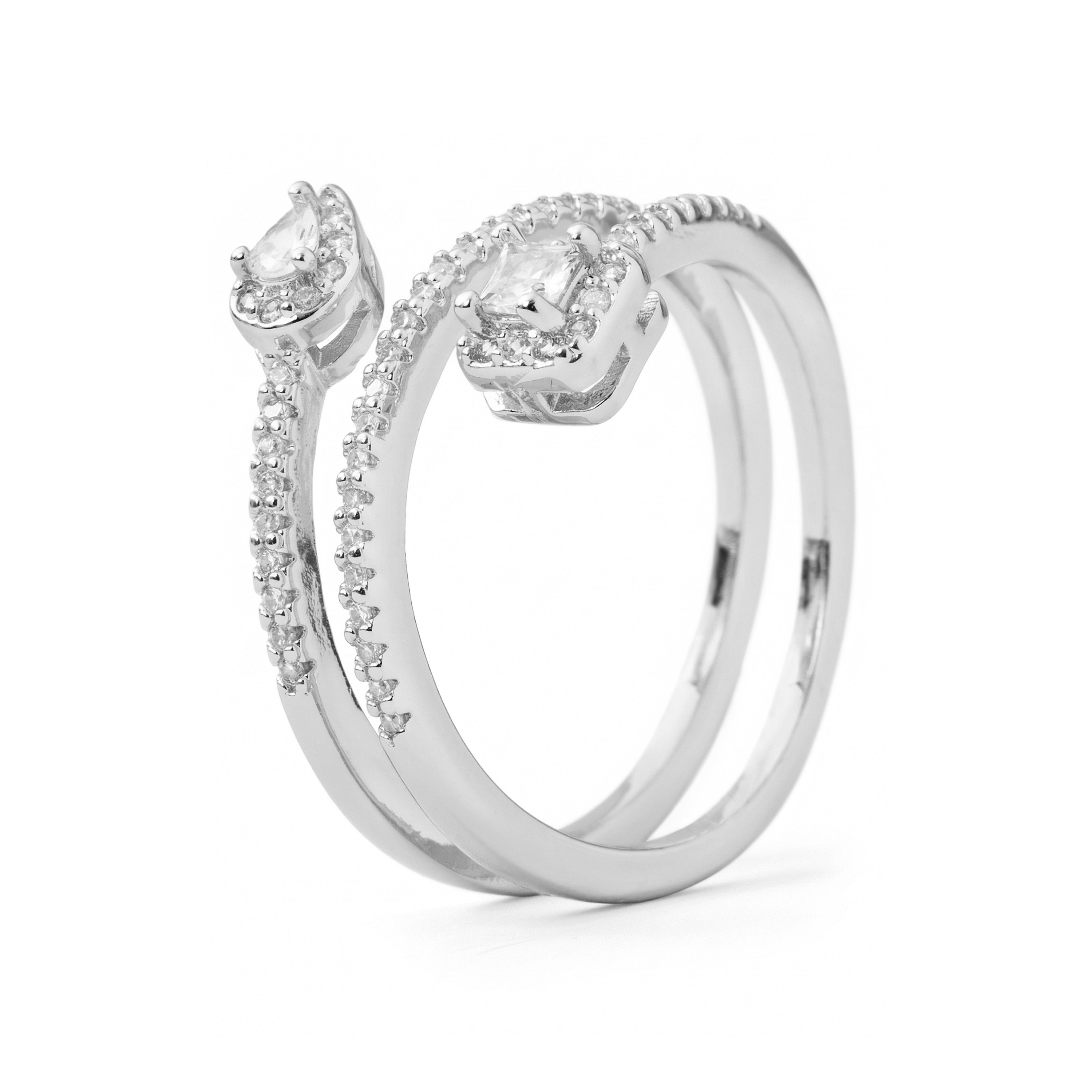Anillo de Circonita Brillante Acabado En Plata - Rinmi