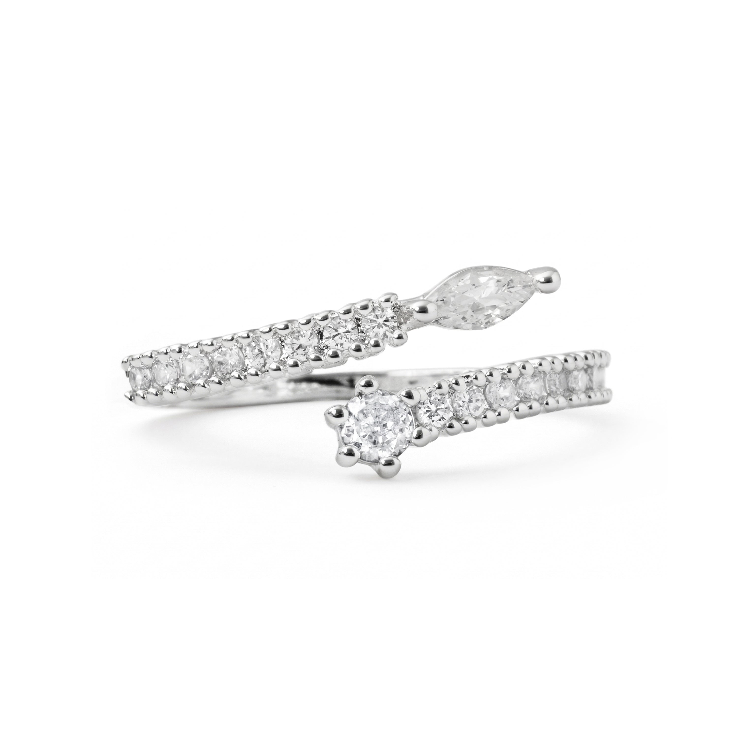 White Pearl Ring Finished in Silver - Rinmi