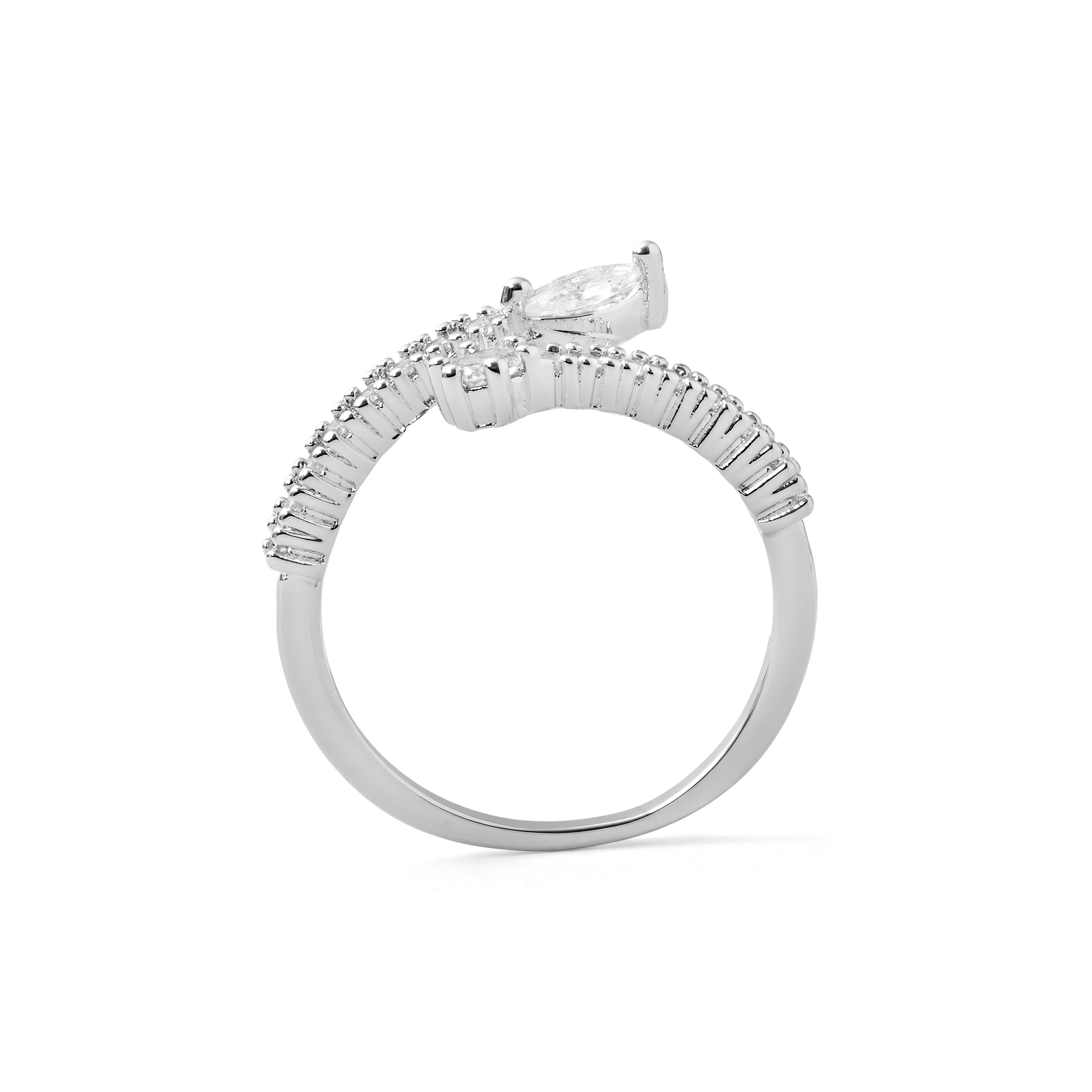 White Pearl Ring Finished in Silver - Rinmi