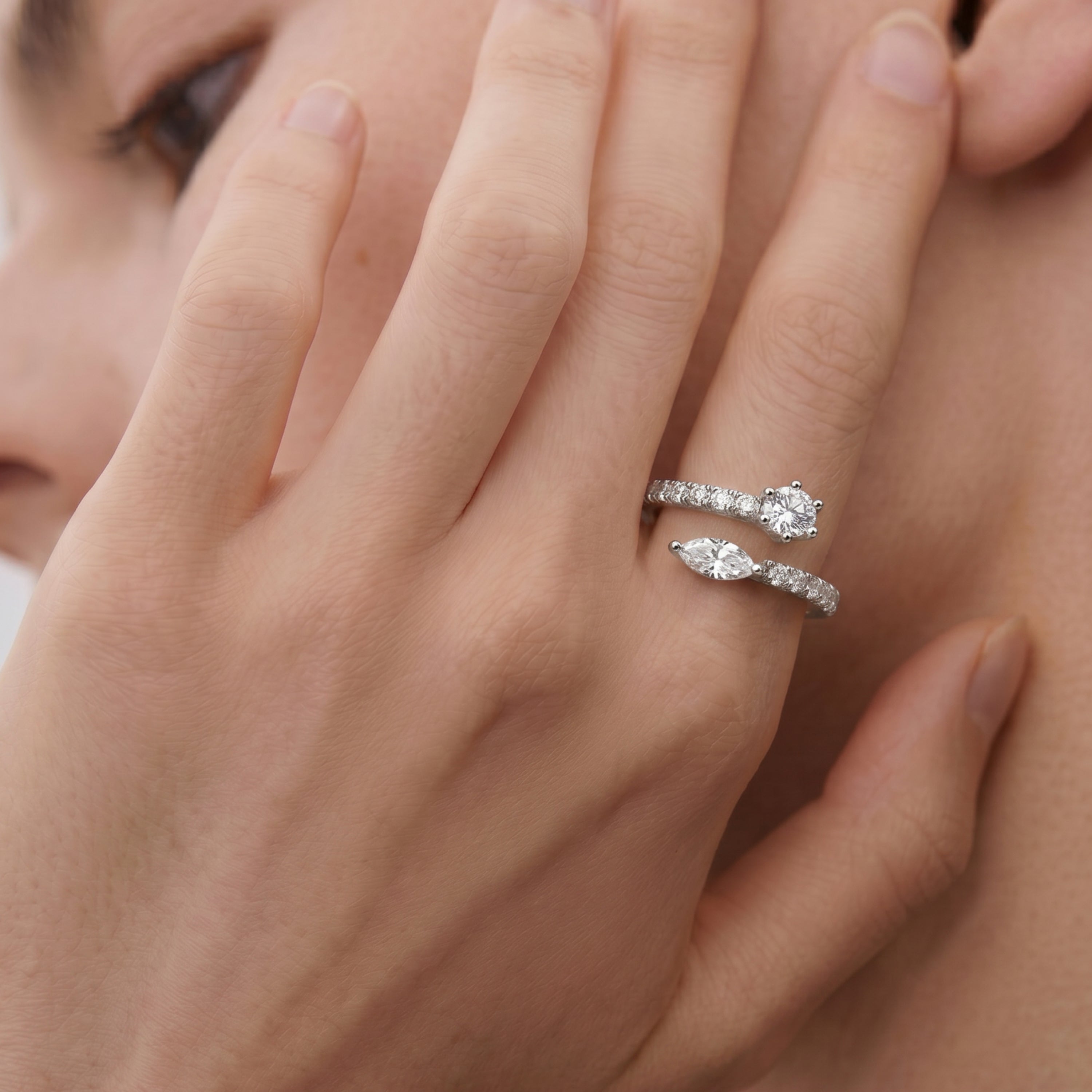 White Pearl Ring Finished in Silver - Rinmi