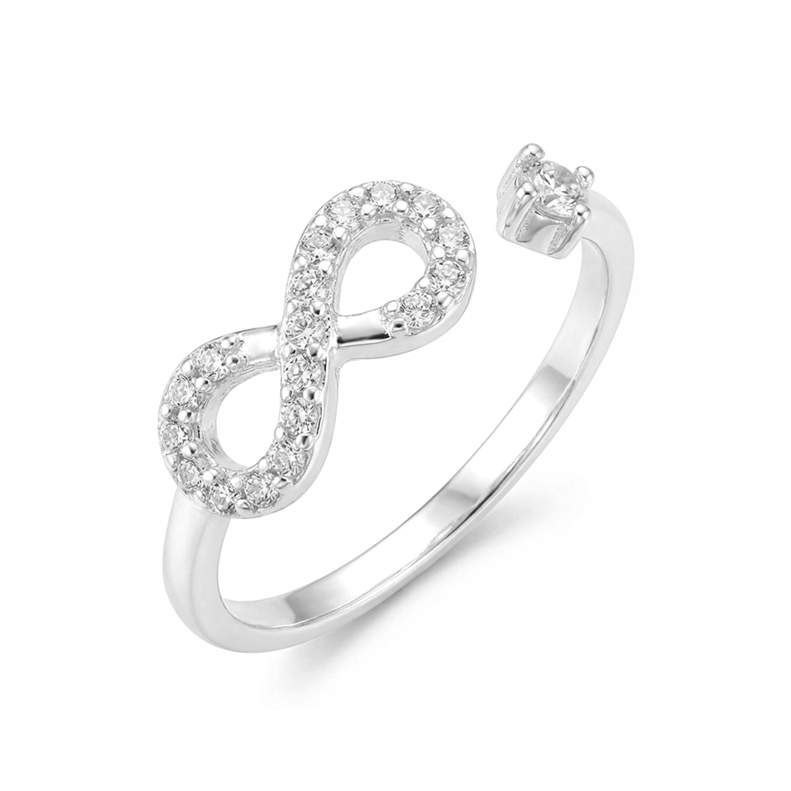 Bright Zirconia Ring Silver Finish - Liusdal