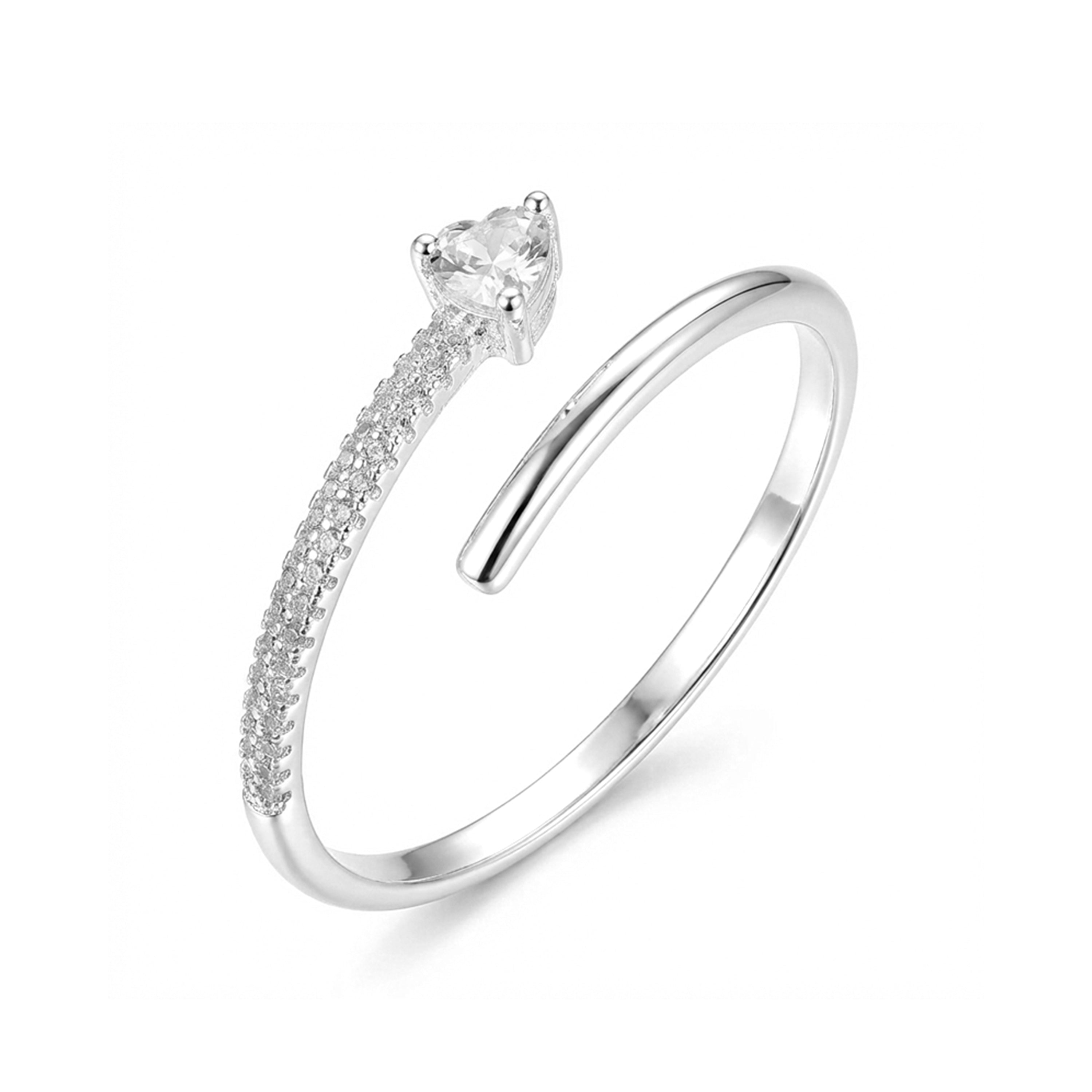 Bright Zirconia Ring Silver Finish - Liusdal