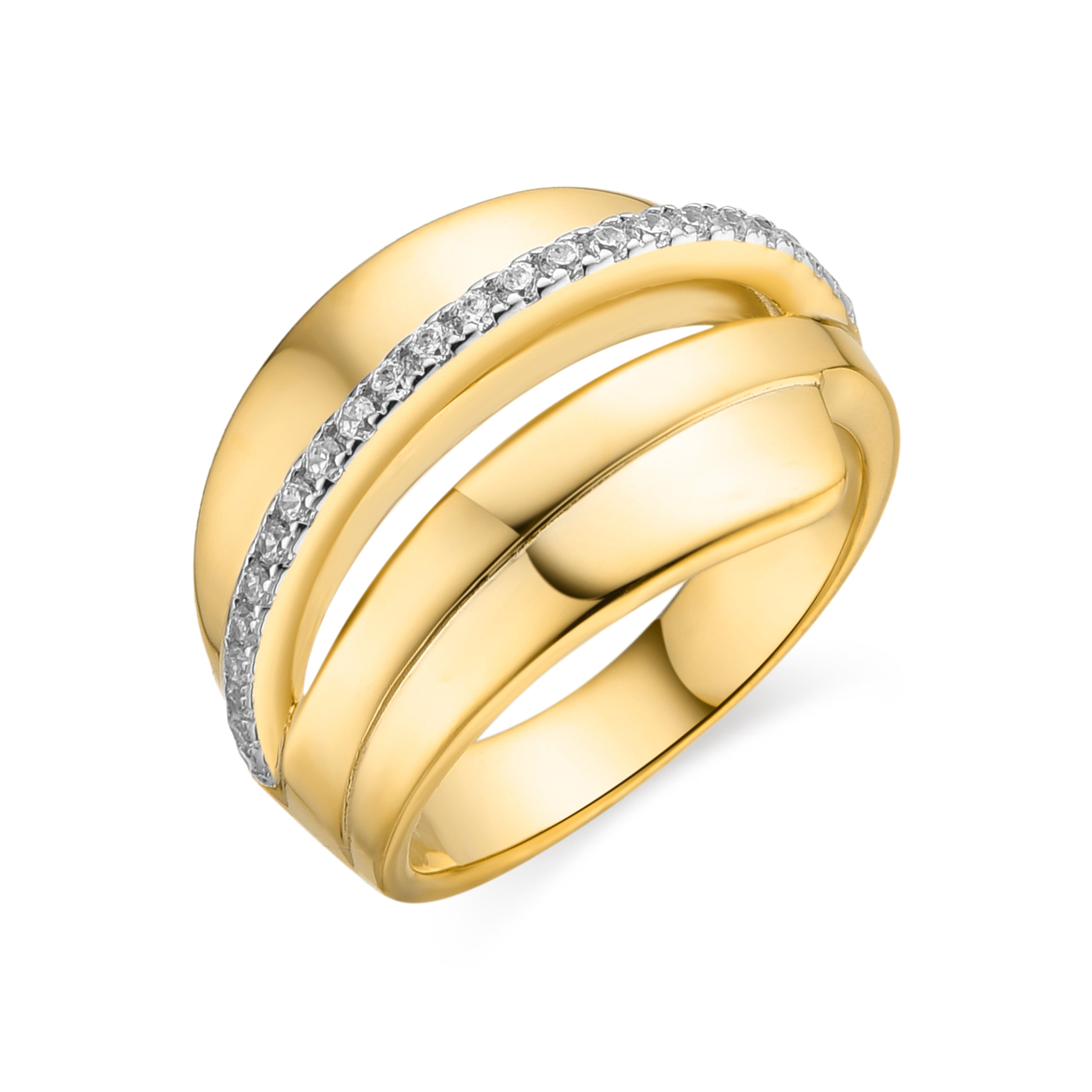 Bague en argent sterling 925 et zircon brillant finition or 18k - Makho