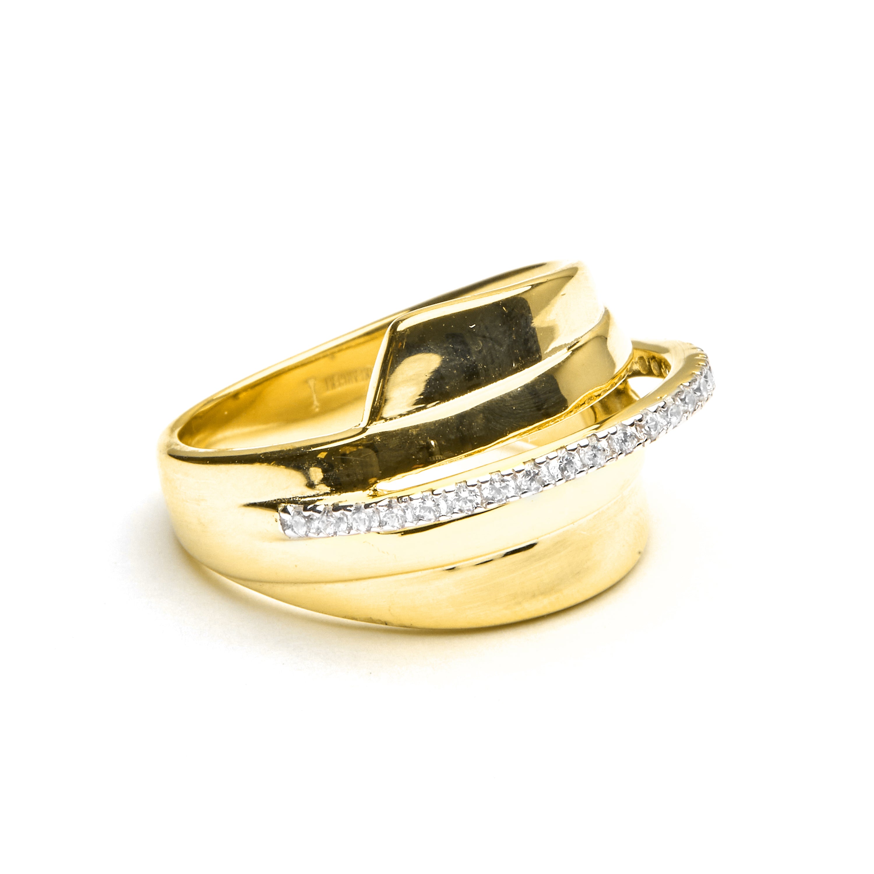 925er Silberring mit Zirkonia, vergoldet mit 18k - Makho