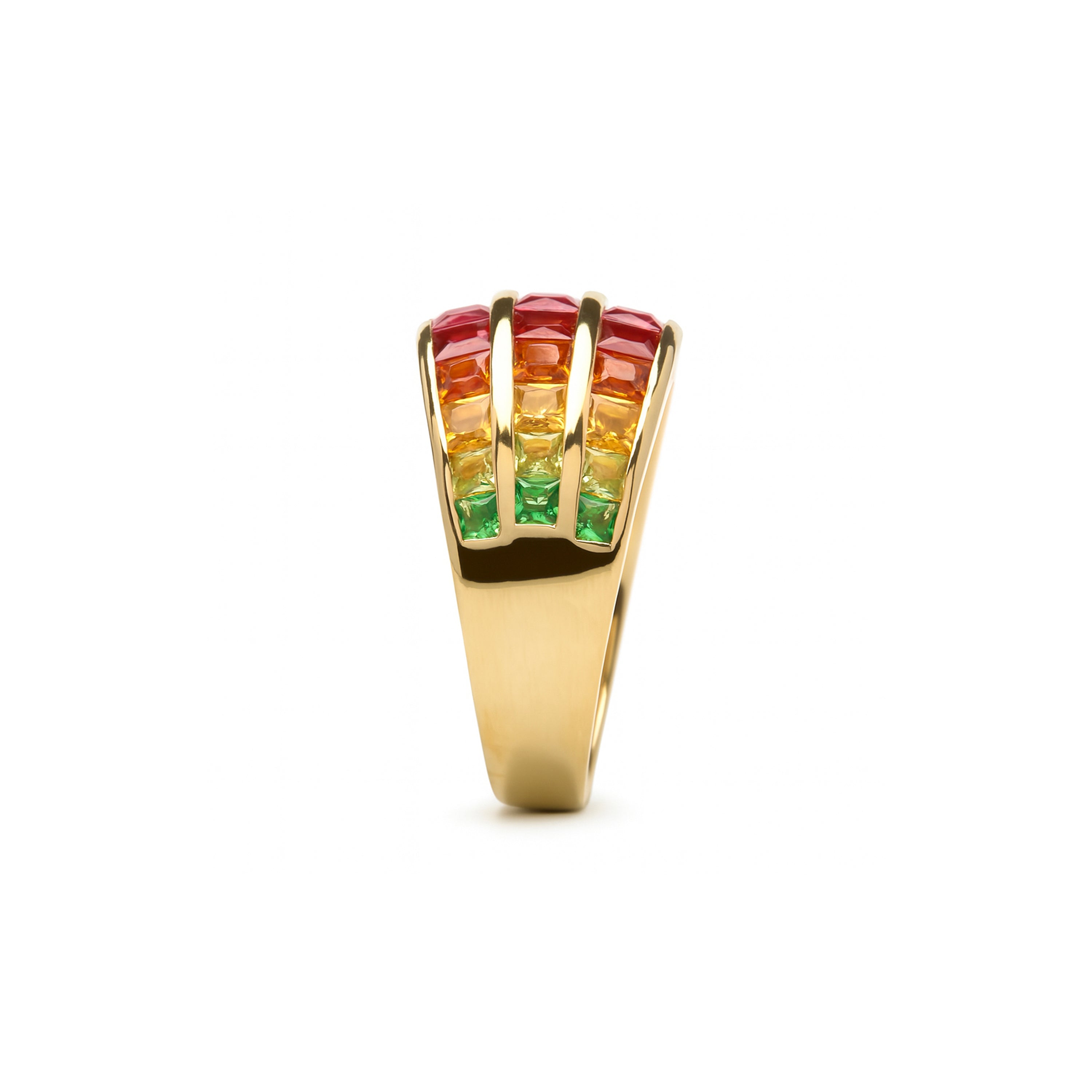 Anillo de Plata de Ley 925 y Circonita Multicolor acabado en oro amarillo 18k - Pilmad