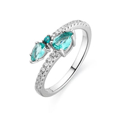 925 Sterling Silver Ring with Paraiba Green Hydrothermal Quartz rhodium finish - Blia