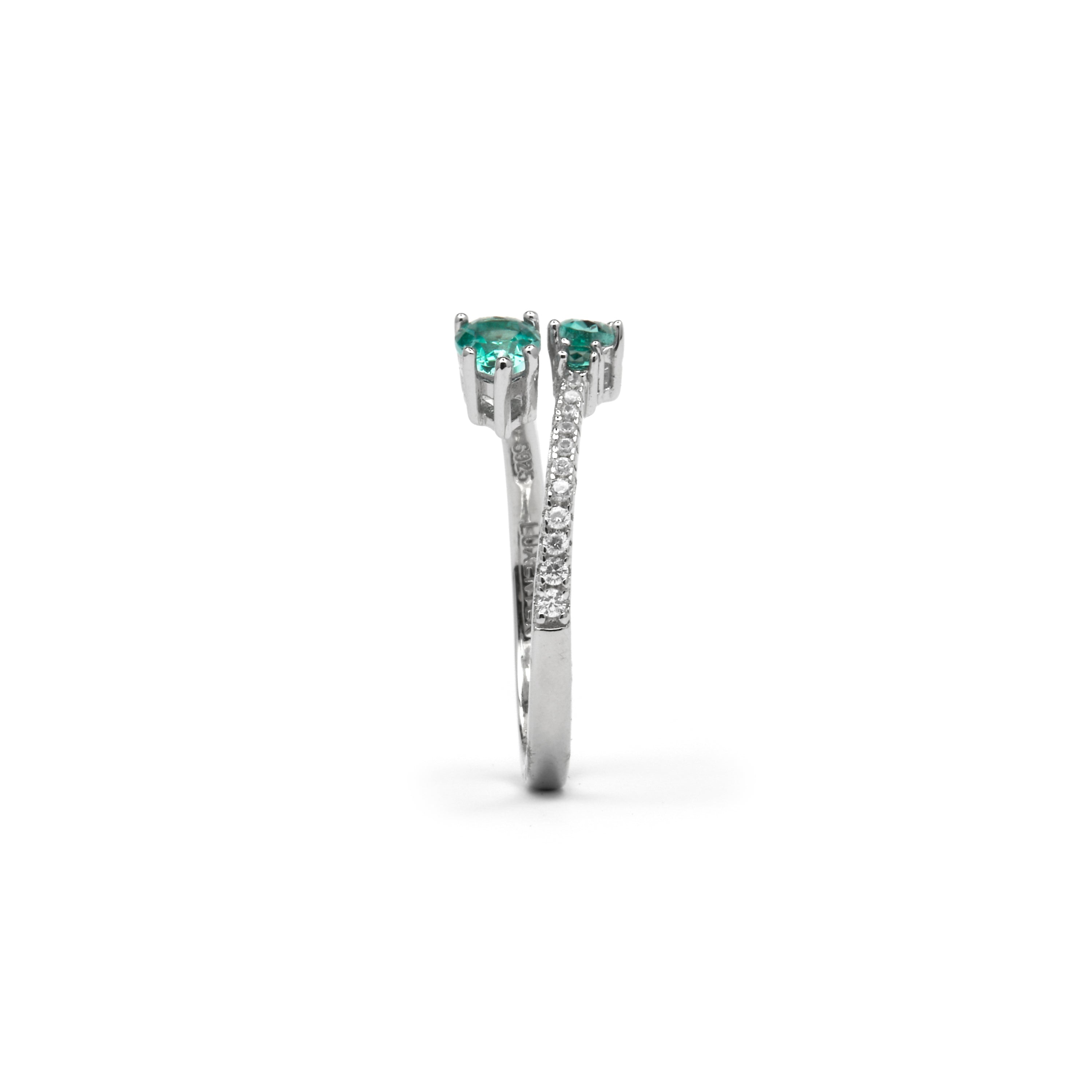 Anillo de Plata de Ley 925 y Cuarzo Hidrotermal Verde Paraiba acabado rodio - Blia