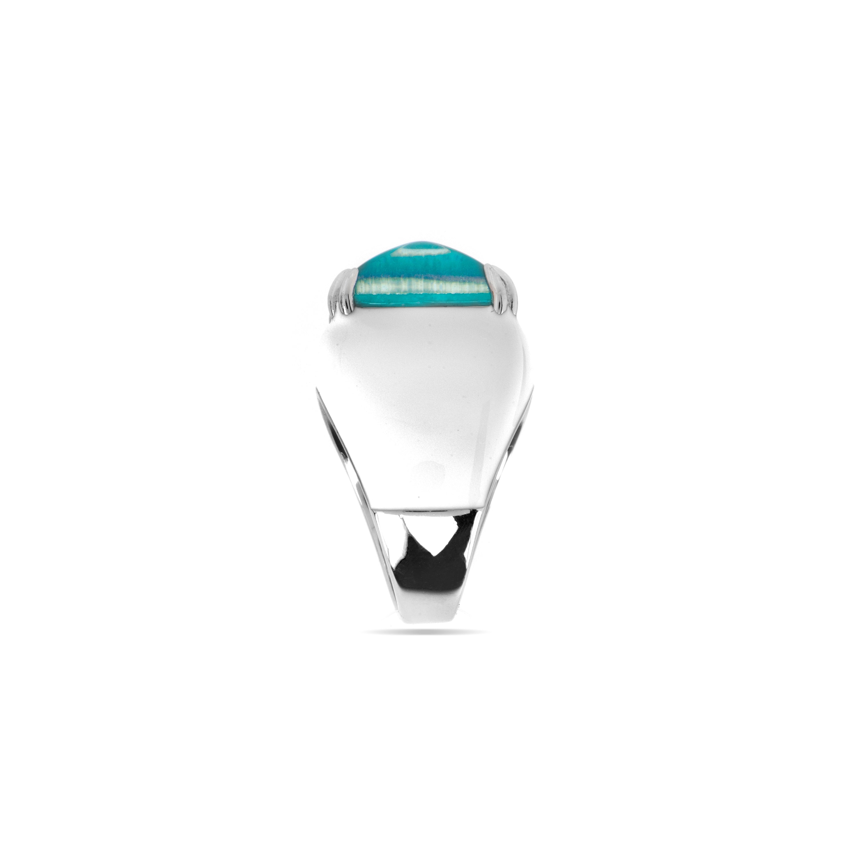 Anello in Argento Sterling 925 e Quarzo Idrotermale Verde Paraiba finitura rodio - Zadsi