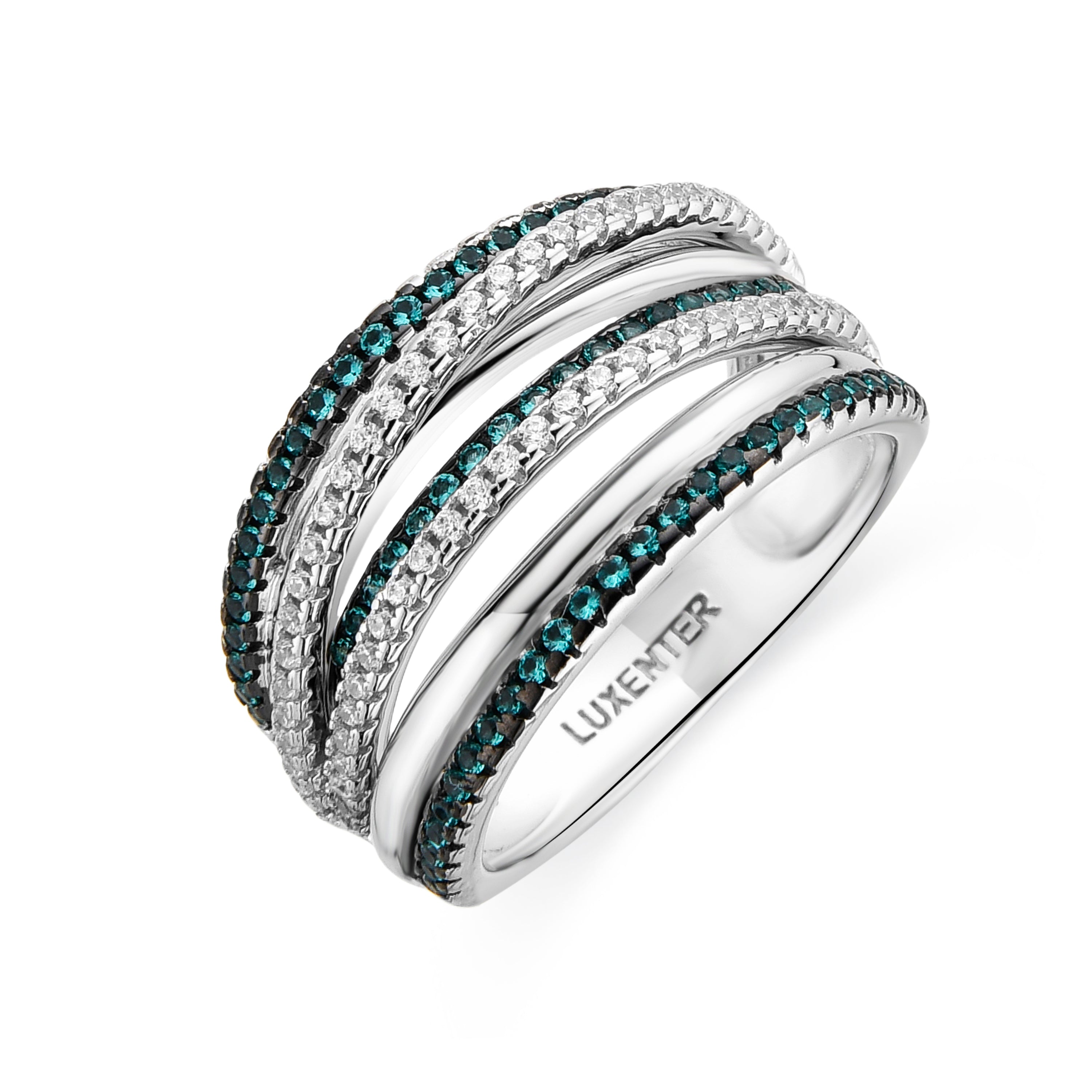 Bague en argent sterling 925 et quartz hydrothermal vert Paraiba finition rhodiée - Atyra