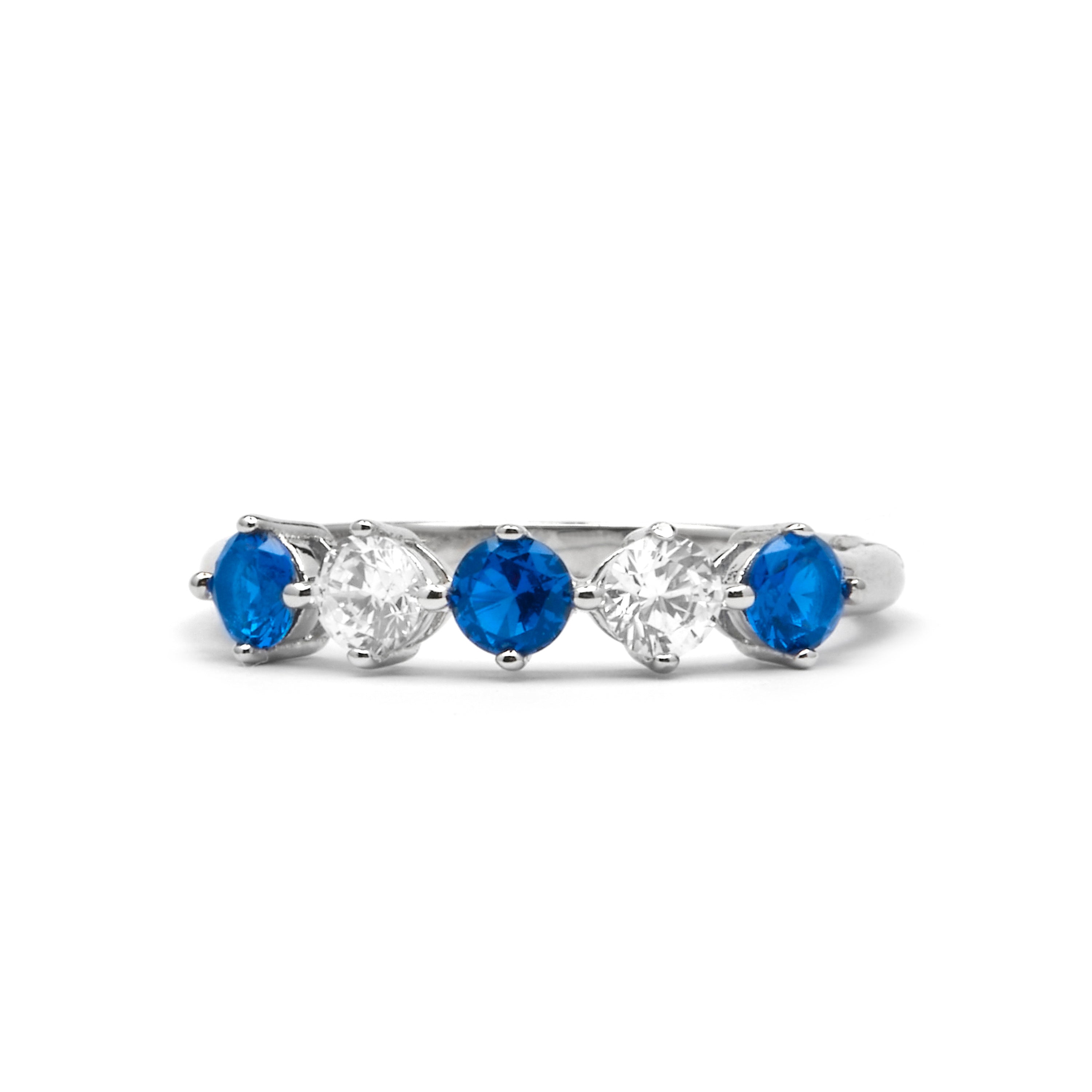 925 Sterlingsilberring mit blauem Topas-Zirkonia, rhodiniert - Alneth